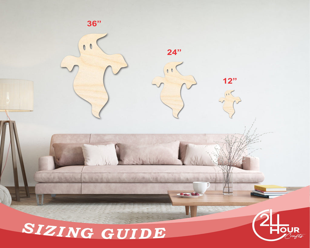 Unfinished Wood Ghost Shape - Craft - up to 46"