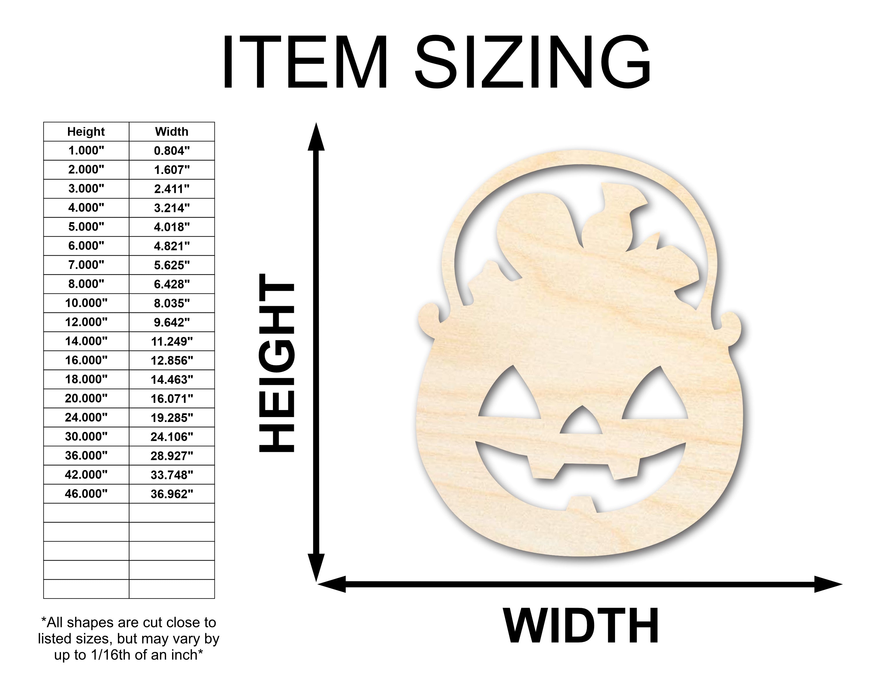 Unfinished Wood Candy Jack-O-Lantern Shape - Craft - up to 46"