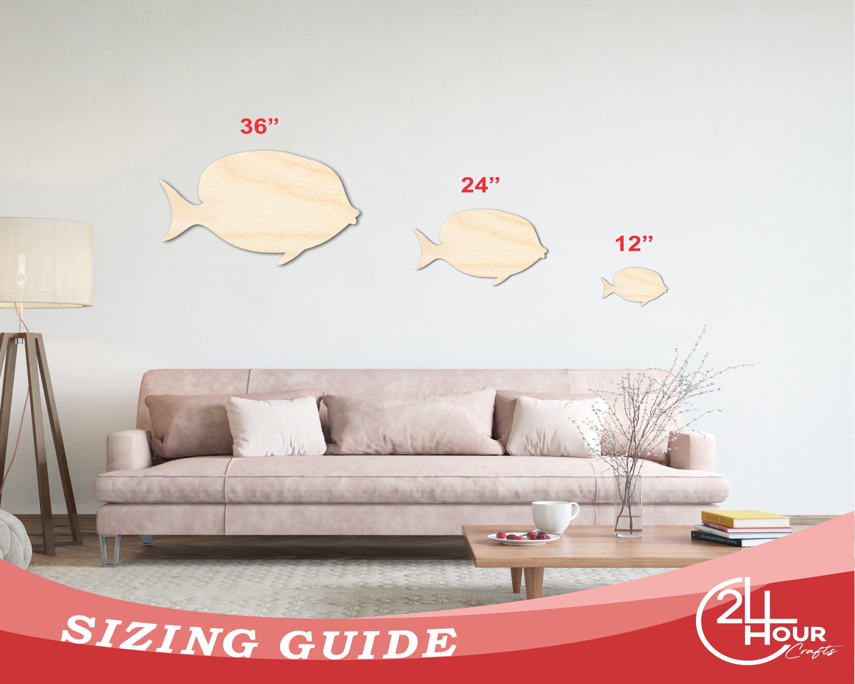 Unfinished Wood Yellow Tang Shape - Craft - up to 46"