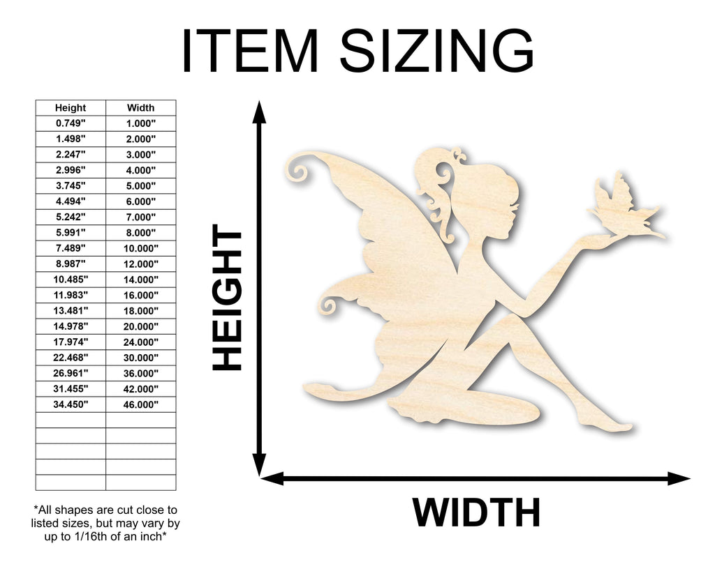 Unfinished Wood Fairy Shape - Craft - up to 46"