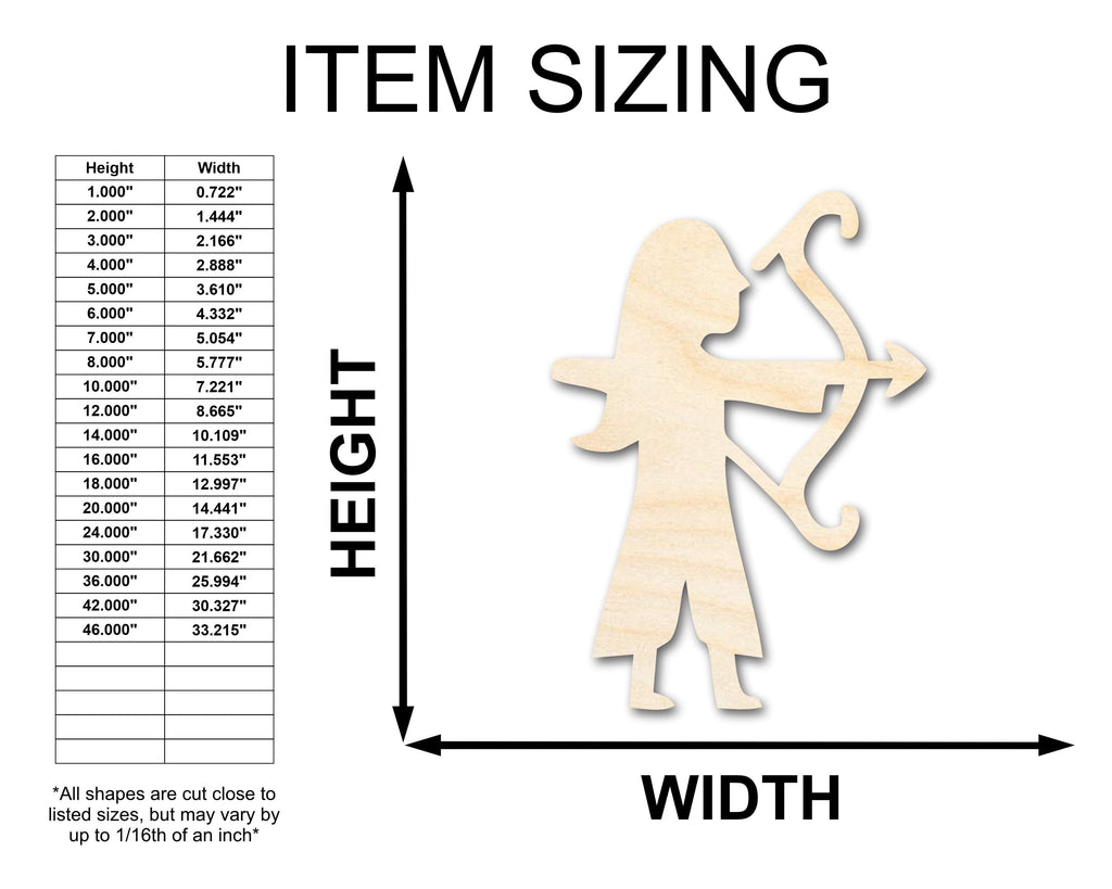 Unfinished Wood Archer Shape - Craft - up to 46"