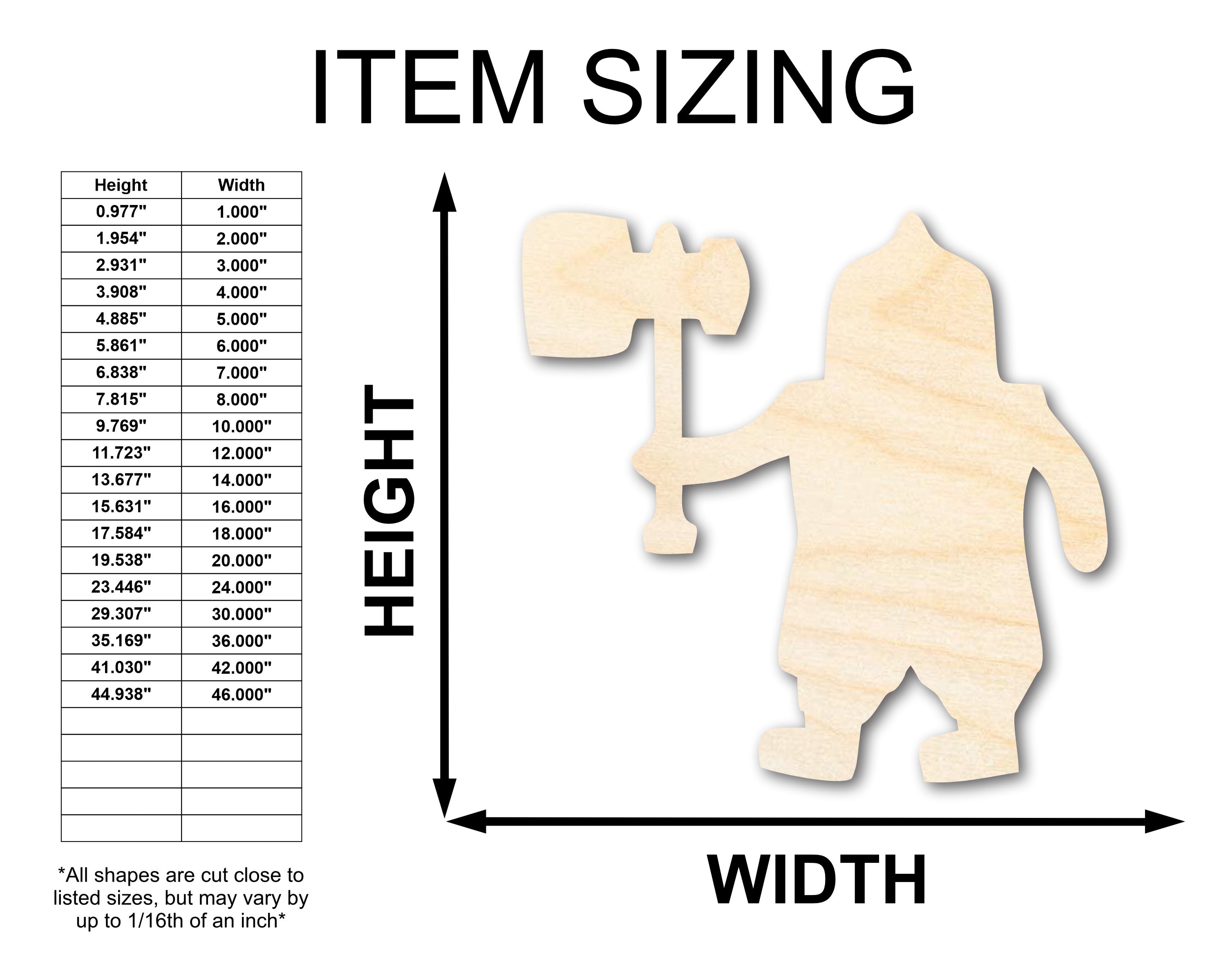 Unfinished Wood Dwarf Shape - Craft - up to 46"