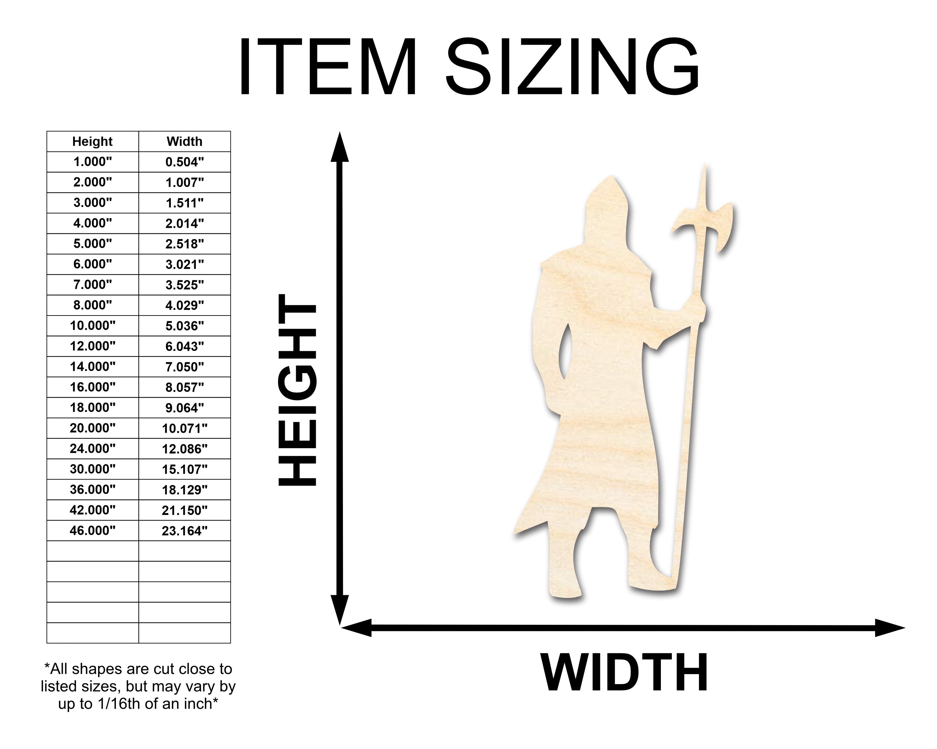 Unfinished Wood Guardsman Shape - Craft - up to 46"