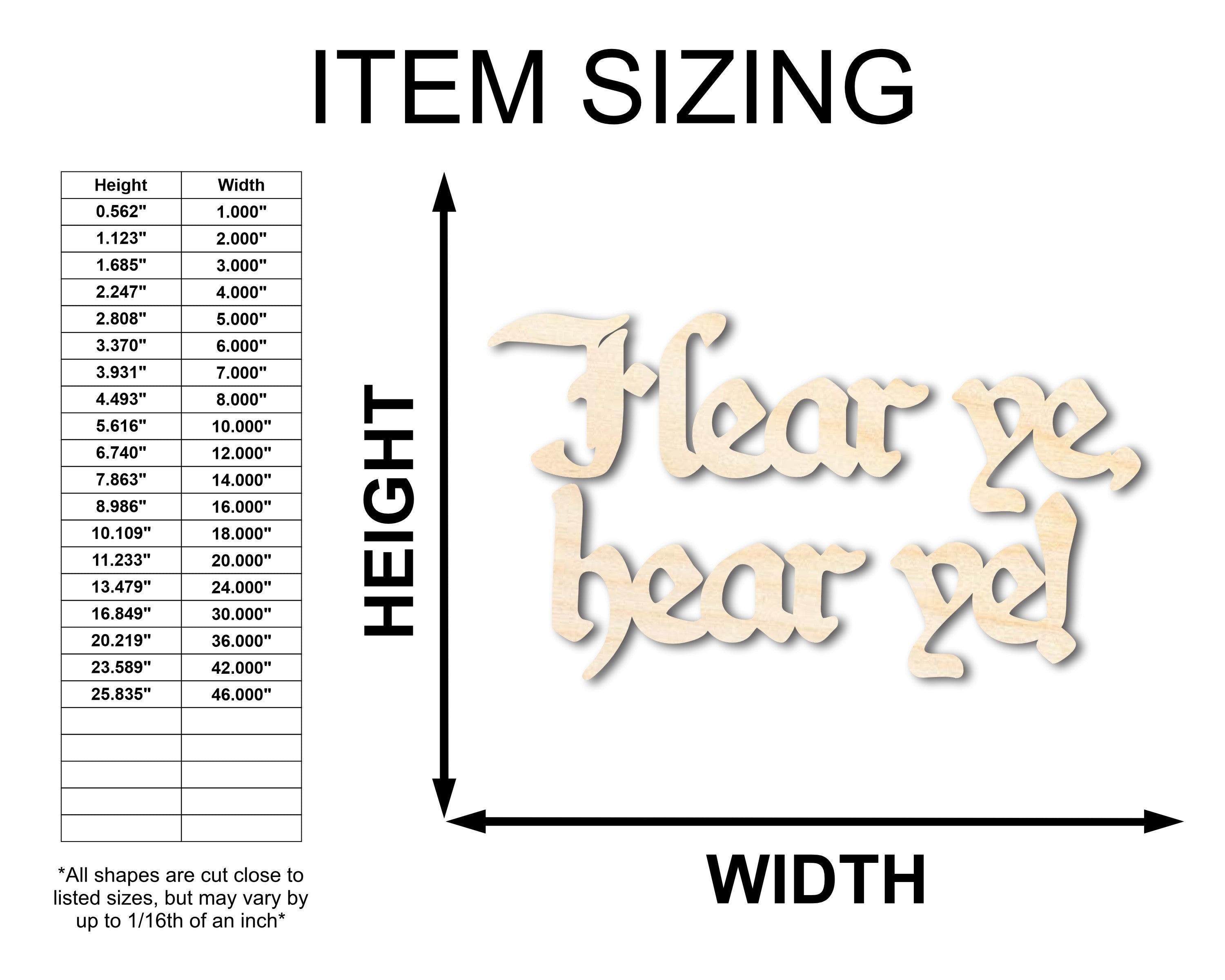 Unfinished Wood Hear ye, hear ye! Shape - Craft - up to 46"