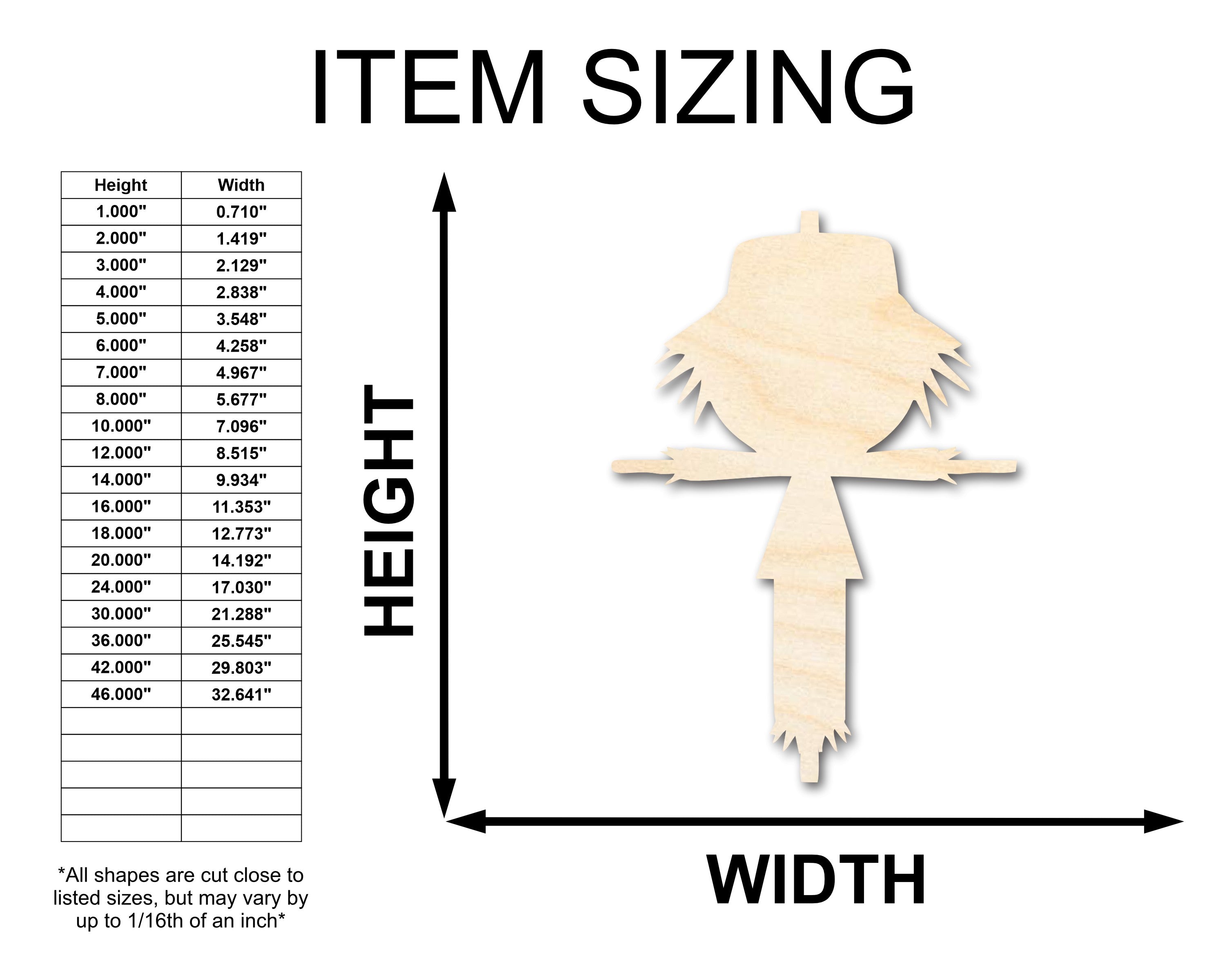 Unfinished Wood Scarecrow Shape - Craft - up to 46"