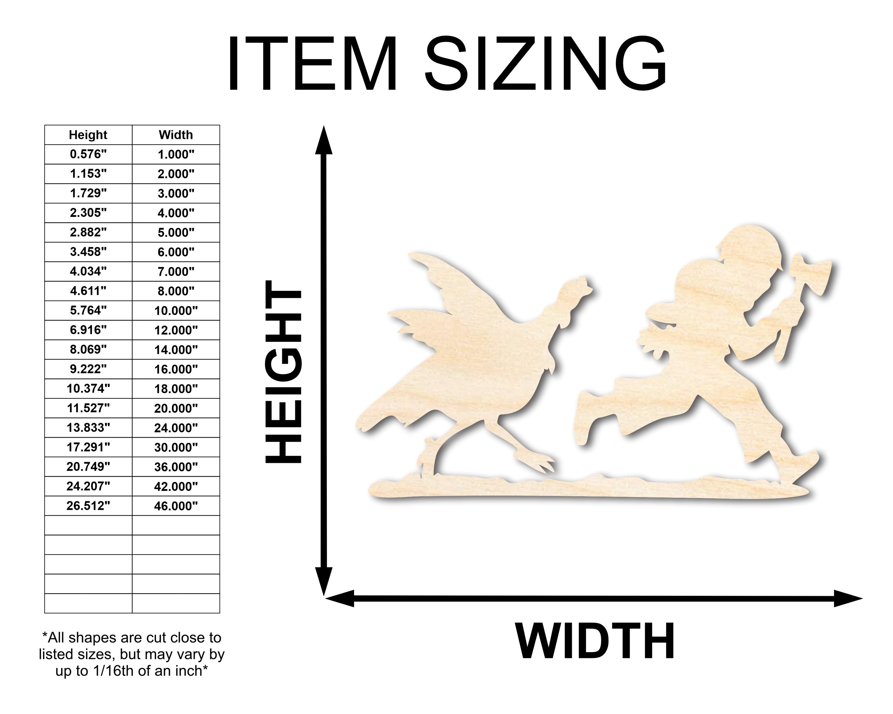 Unfinished Wood Turkey Chase Shape - Craft - up to 46"