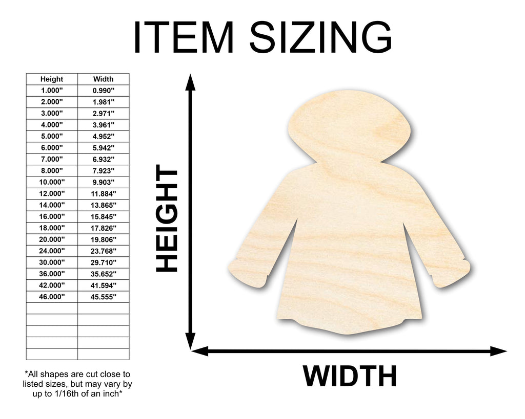 Unfinished Wood Raincoat Shape - Craft - up to 46"