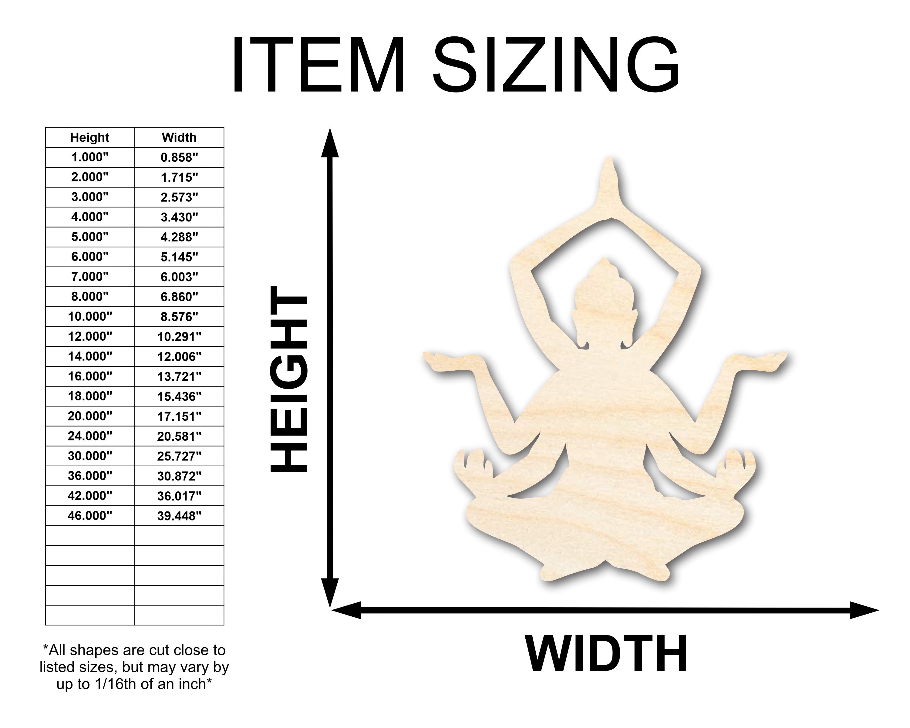 Unfinished Wood Mahadeva Shape - Craft - up to 46"