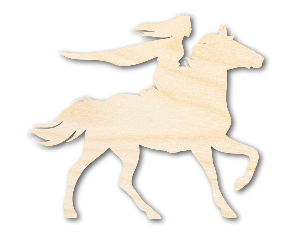 Unfinished Wood Fairytale Horse and Rider Shape - Craft - up to 46"