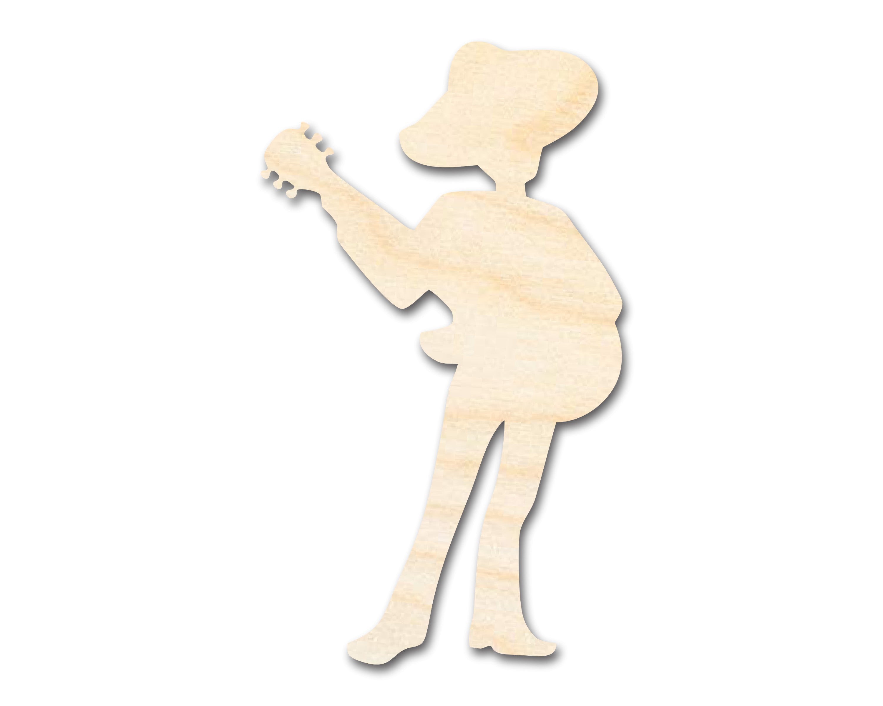 Unfinished Wood Mariachi Guitar Player Shape - Craft - up to 46"