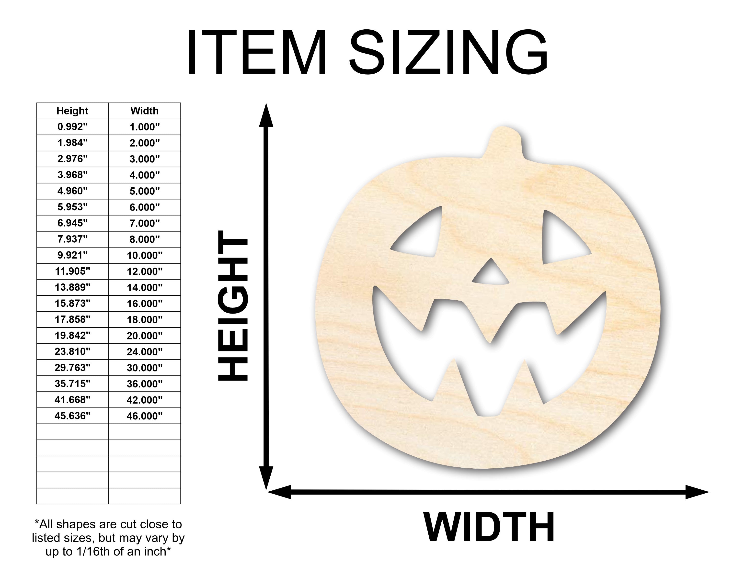 Unfinished Wood Jack-O-Lantern Shape | Craft Cutout | up to 46" DIY