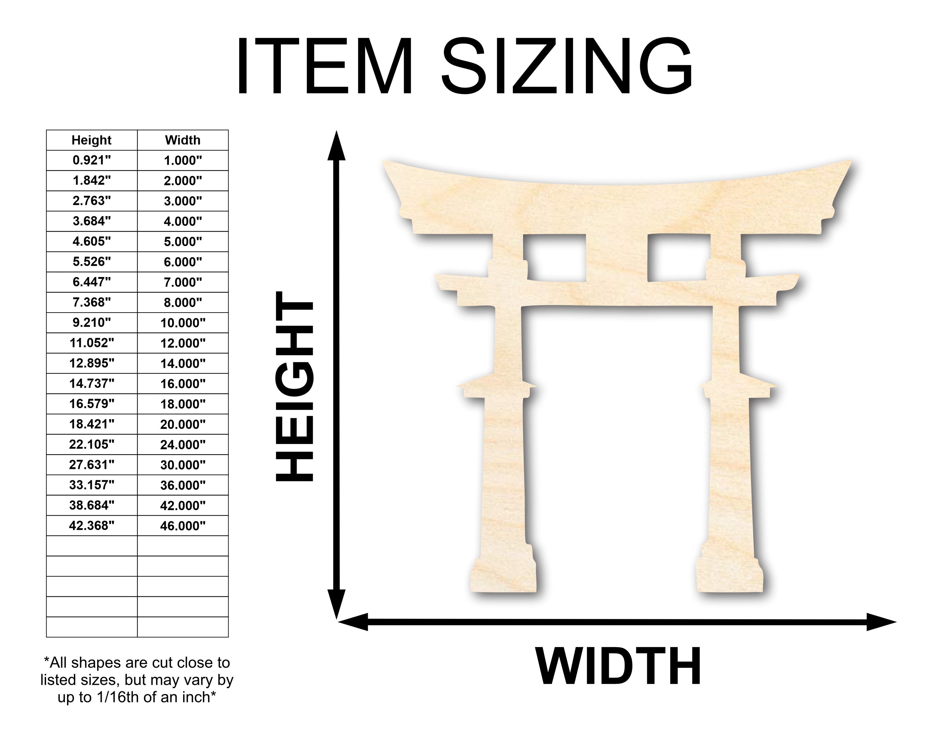 Unfinished Wood Japanese Torri Shape | Craft Cutout | up to 46" DIY