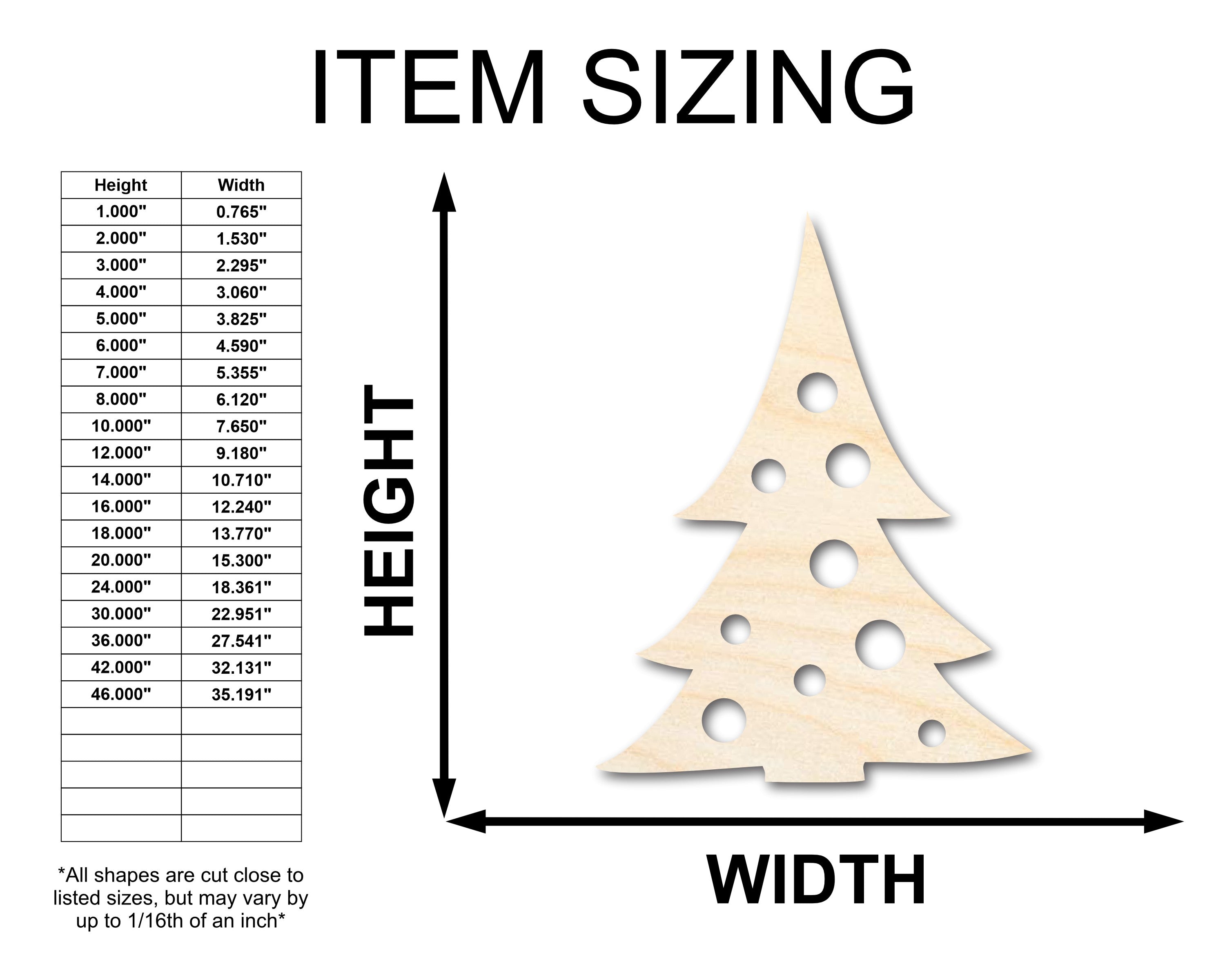 Unfinished Wood Christmas Tree Shape | Craft Cutout | up to 46" DIY