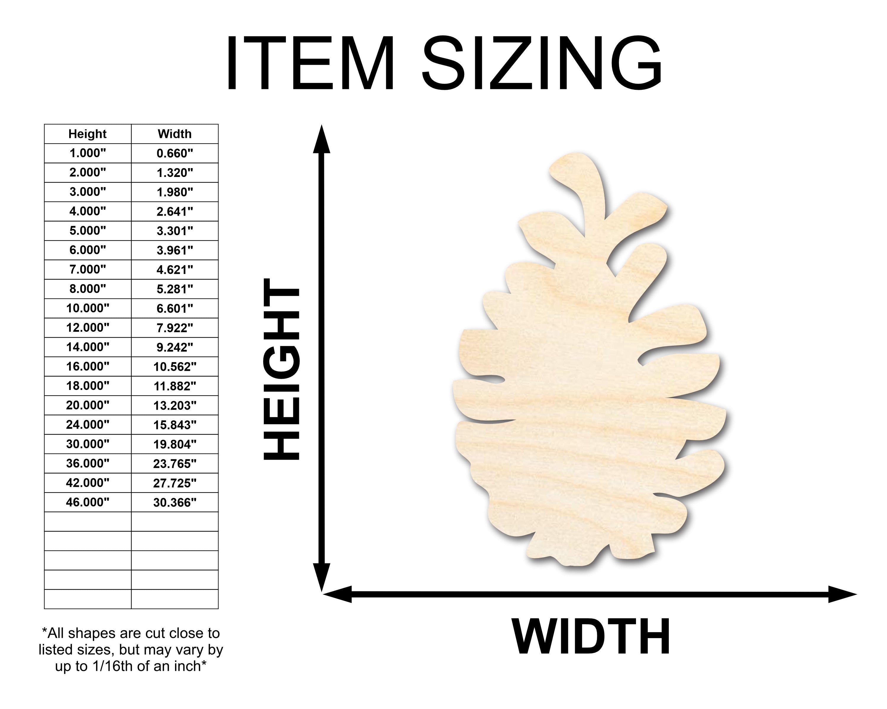 Unfinished Wood Pinecone Shape | Craft Cutout | up to 46" DIY