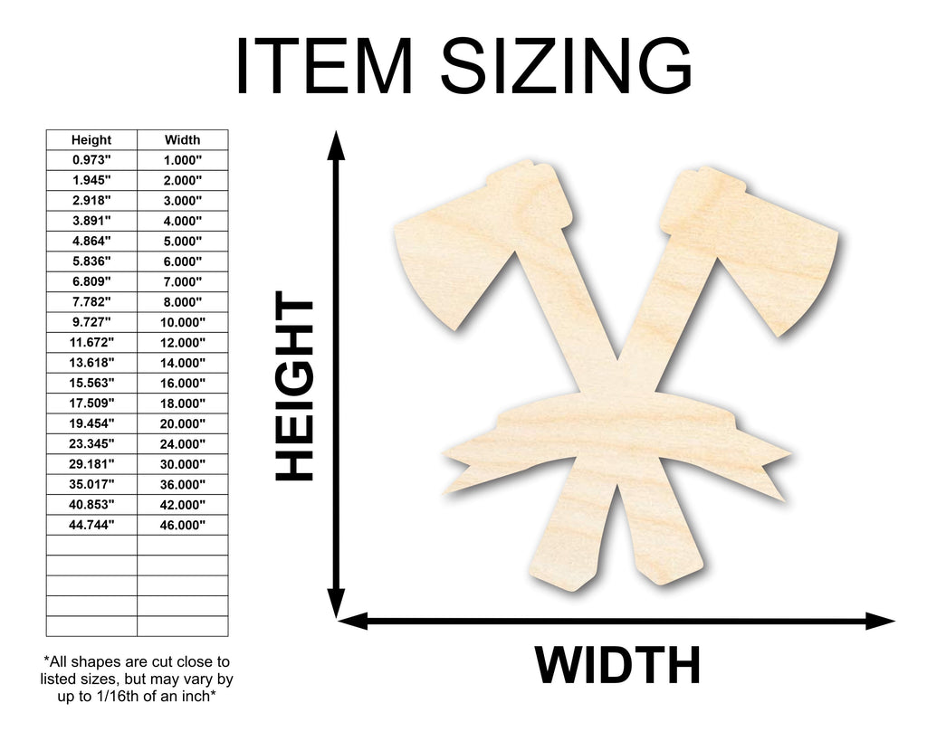 Unfinished Wood Bannered Axes Shape | Craft Cutout | up to 46" DIY