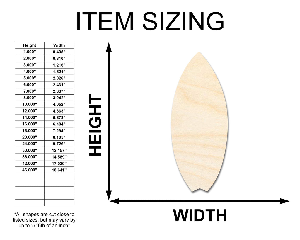 Unfinished Wood Fishtail Surfboard Shape | Ocean Craft Cutout | up to 46" DIY