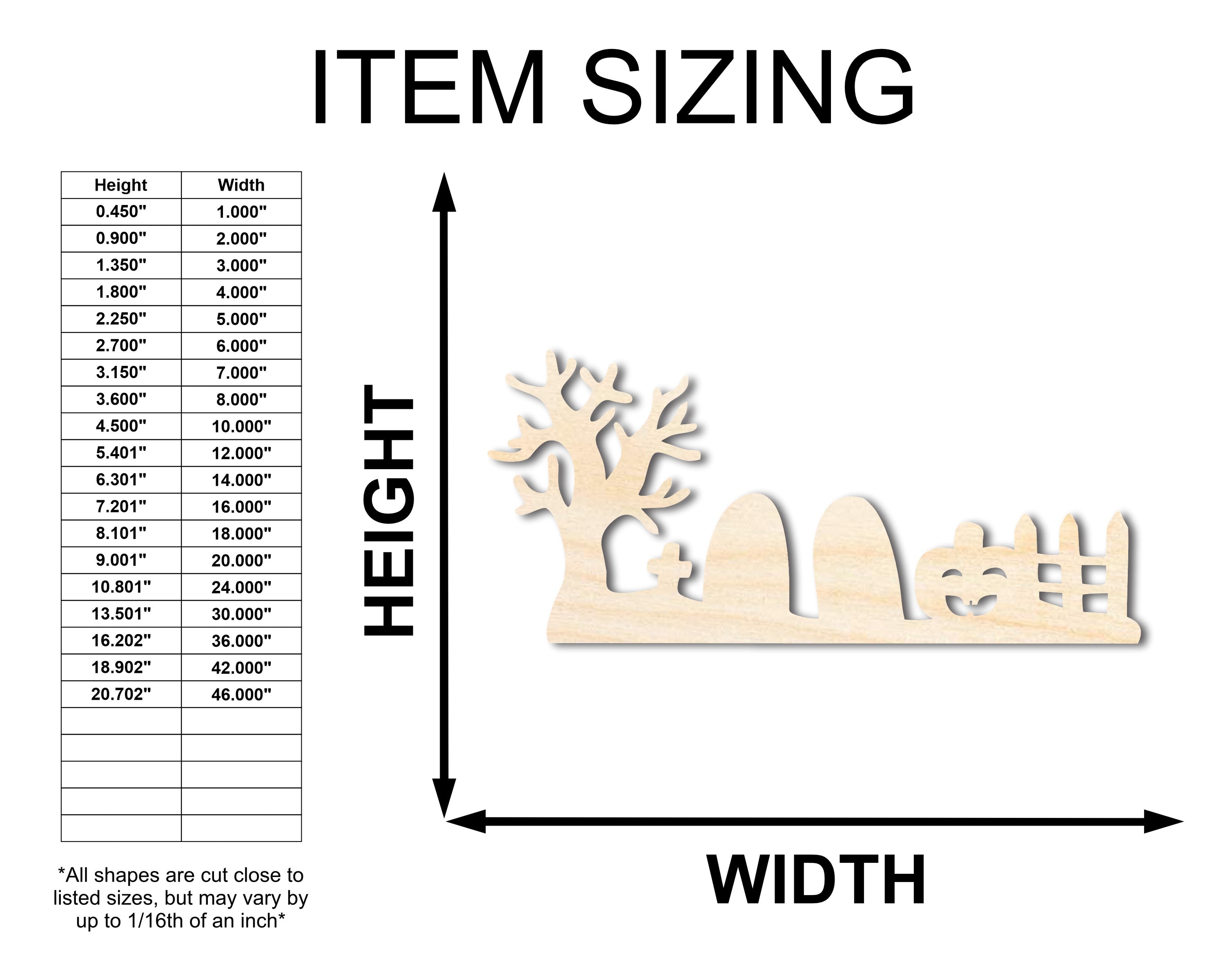 Unfinished Wood Graveyard Shape - Craft - up to 46"