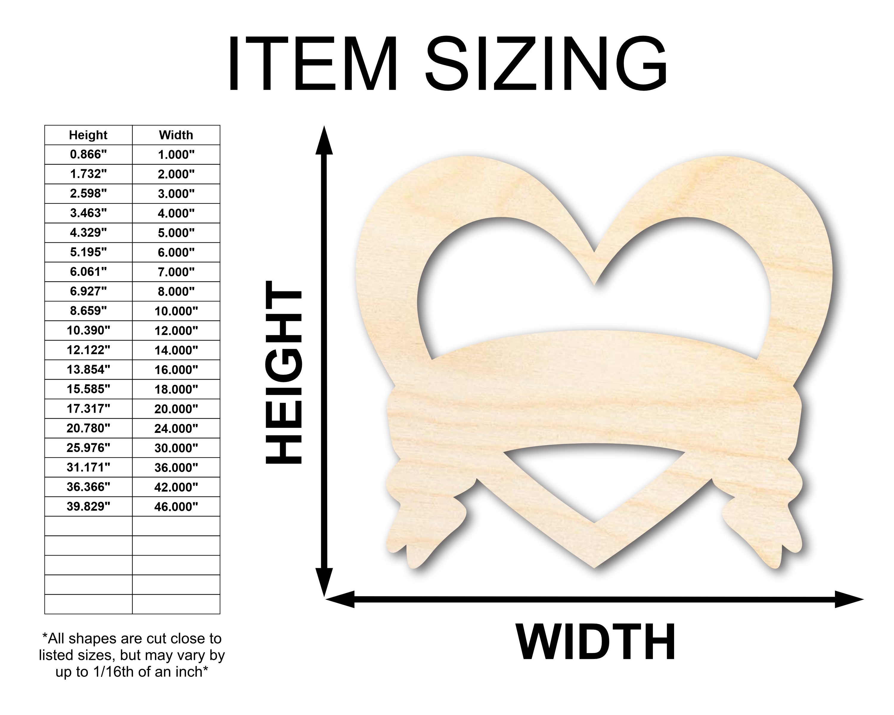 Unfinished Wood Bannered Heart Shape - Craft - up to 46"