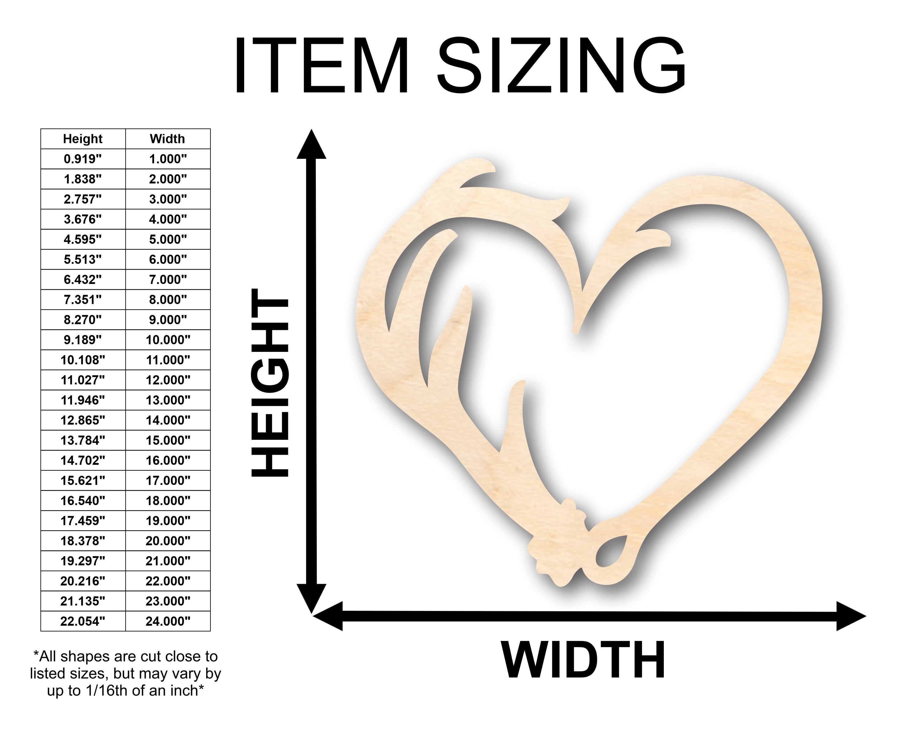 Unfinished Wood Antler Heart Shape - Craft - up to 46" DIY