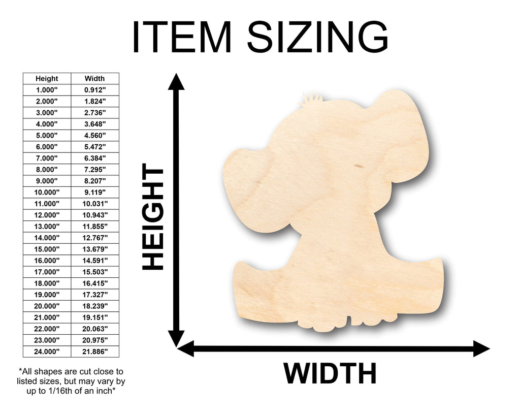 Unfinished Wood Baby Elephant Shape - Craft - up to 46" DIY