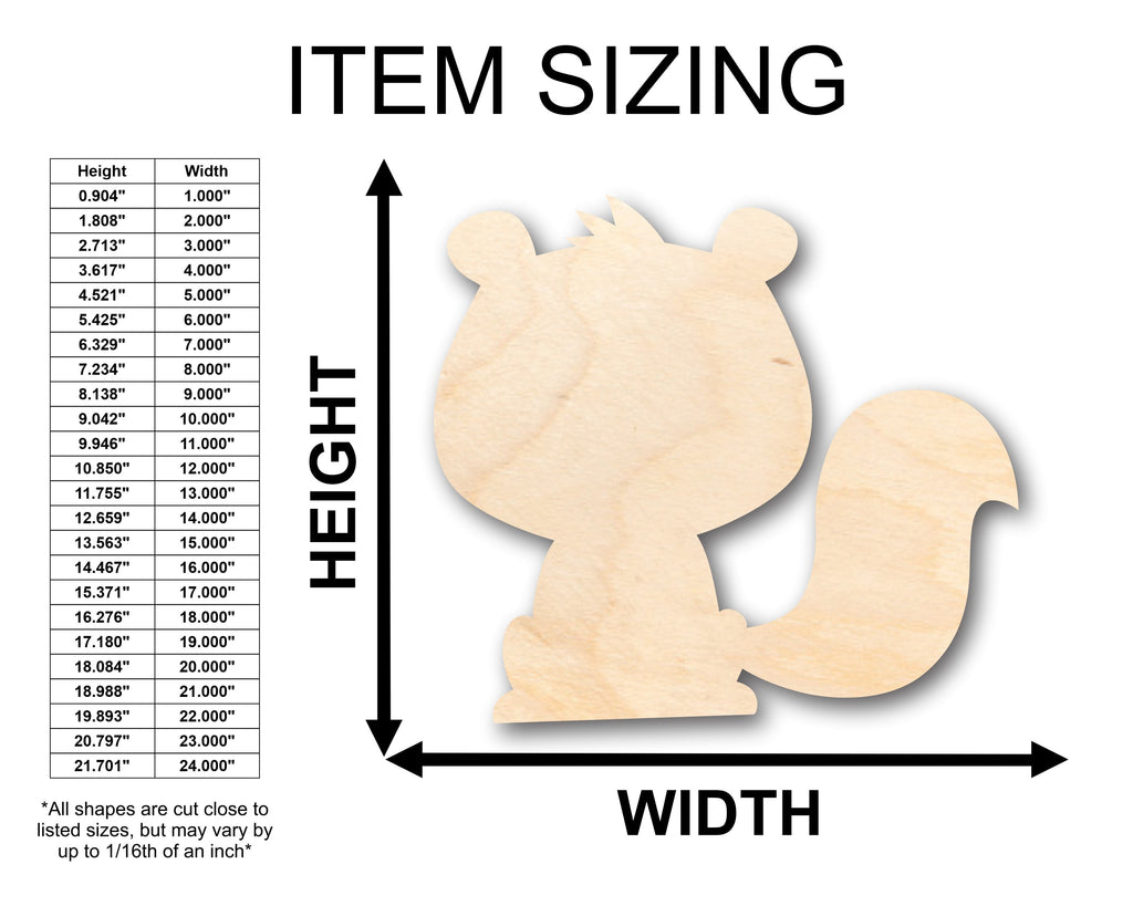 Unfinished Wood Baby Skunk Shape - Craft - up to 46" DIY
