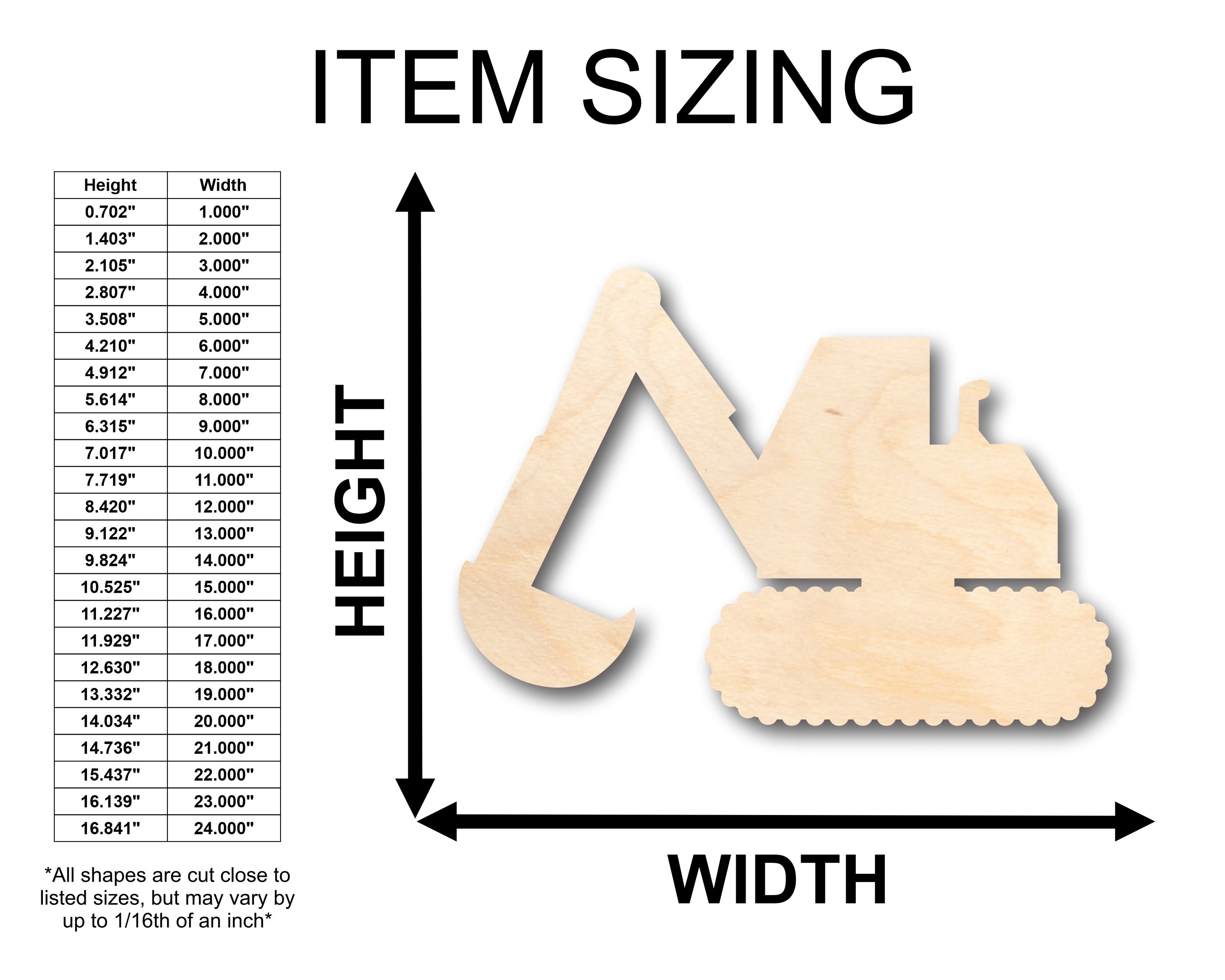 Unfinished Wood Back Hoe Construction Shape - Craft - up to 46" DIY