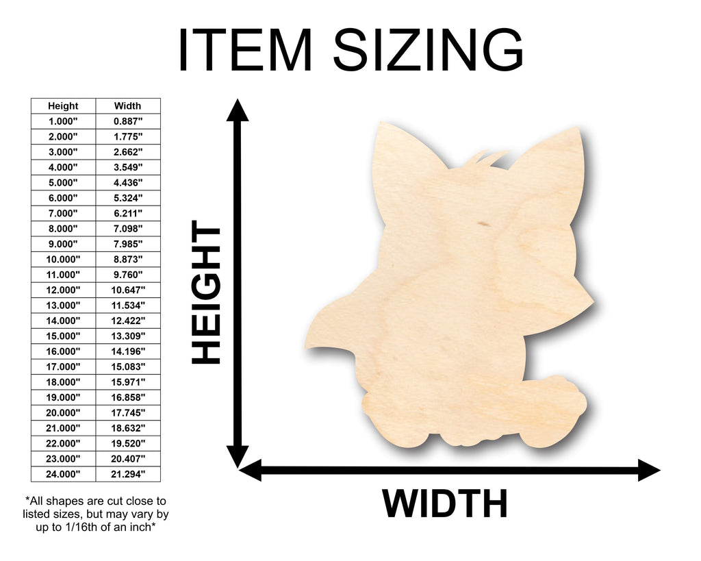 Unfinished Wood Cute Baby Fox Shape - Craft - up to 46" DIY