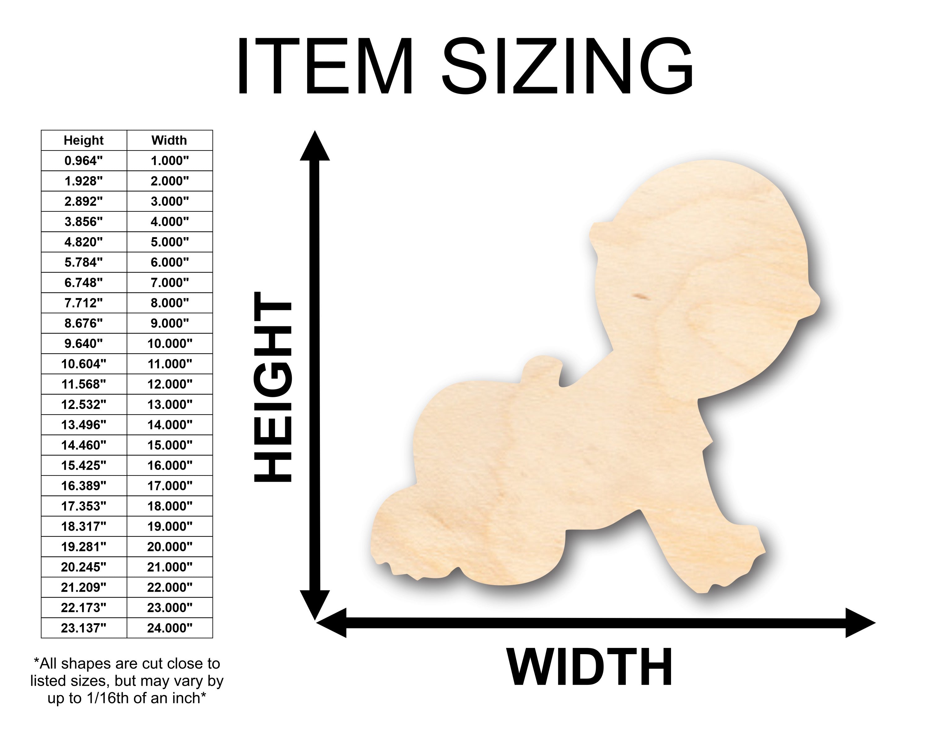Unfinished Wood Cute Baby Shape - Craft - up to 46" DIY