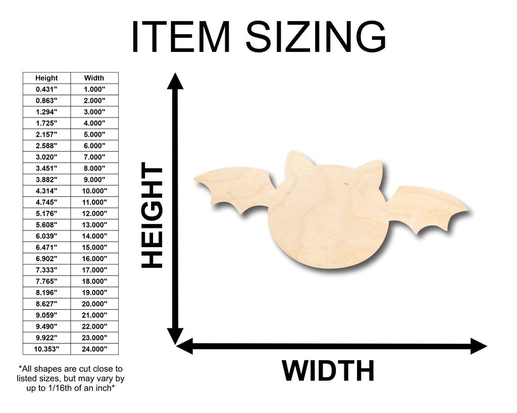 Unfinished Wood Cute Bat Shape - Craft - up to 46" DIY