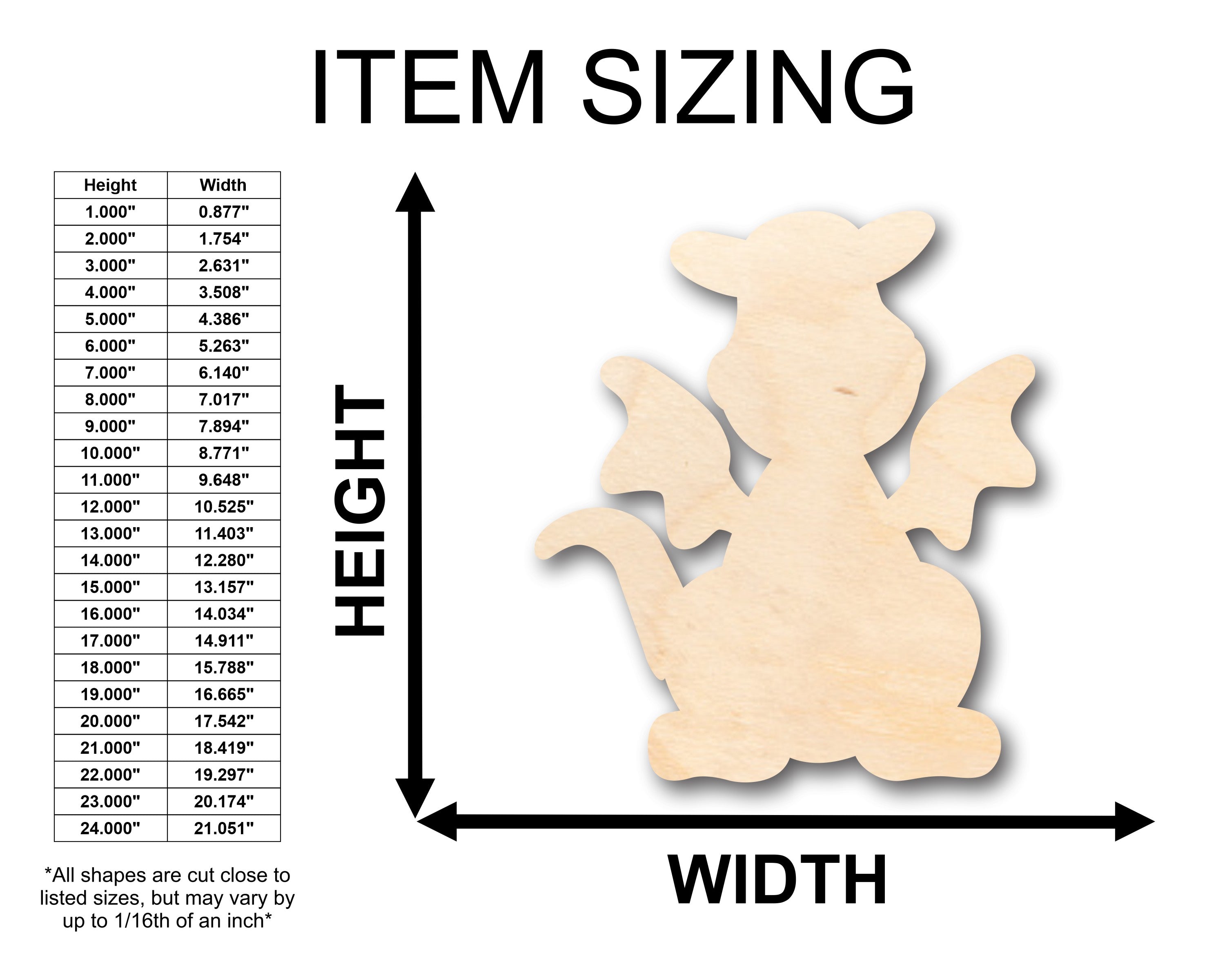 Unfinished Wood Cute Dragon Shape - Craft - up to 46" DIY