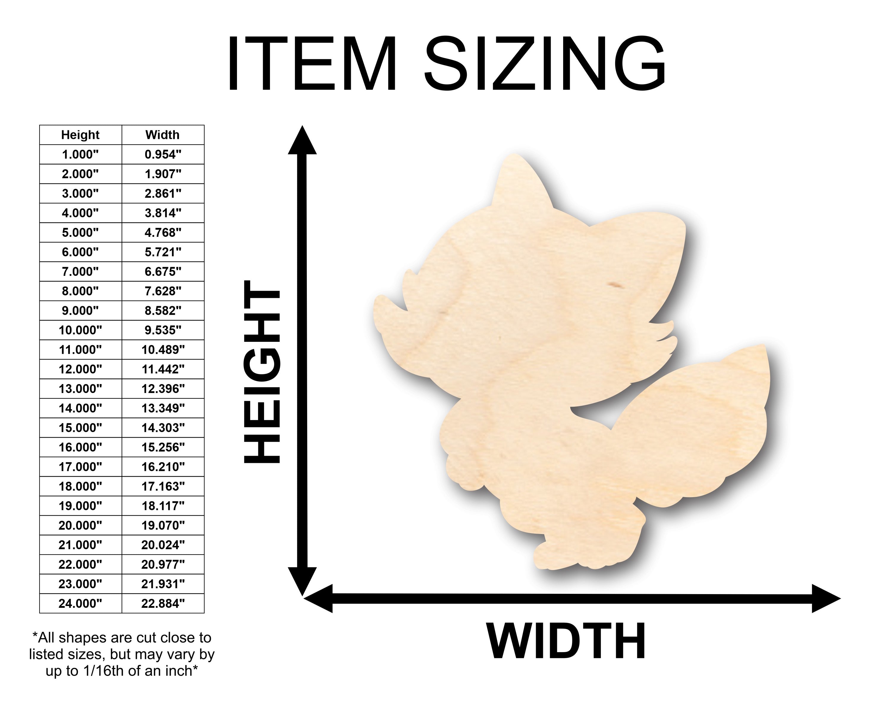 Unfinished Wood Cute Fox Shape - Craft - up to 46" DIY
