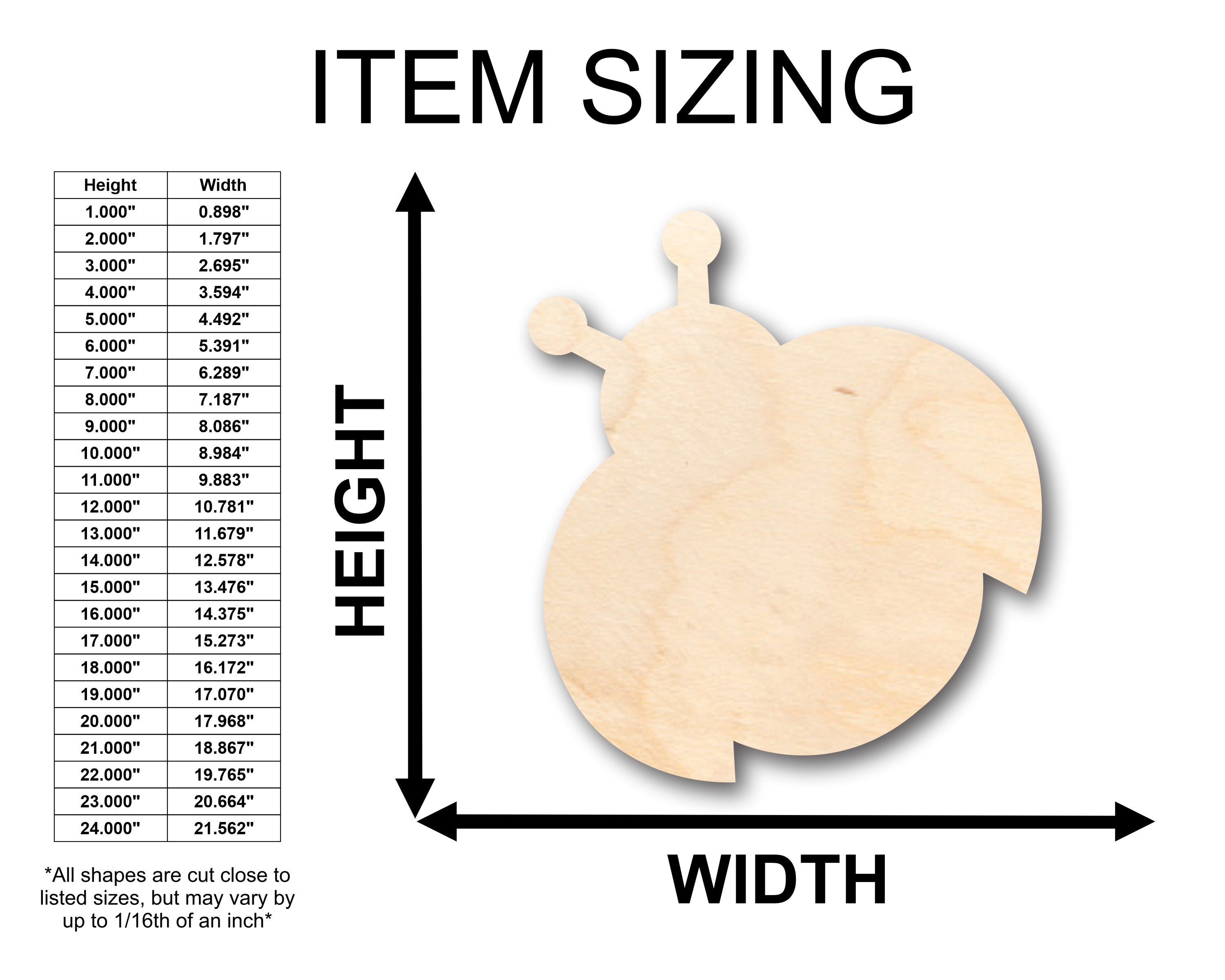 Unfinished Wood Cute Ladybug Shape - Craft - up to 46" DIY