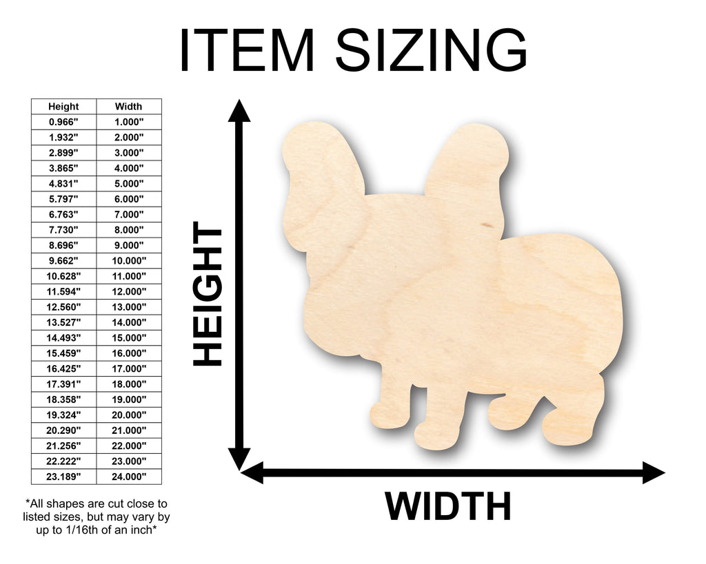 Unfinished Wood Cute Pug Dog Shape - Craft - up to 46" DIY