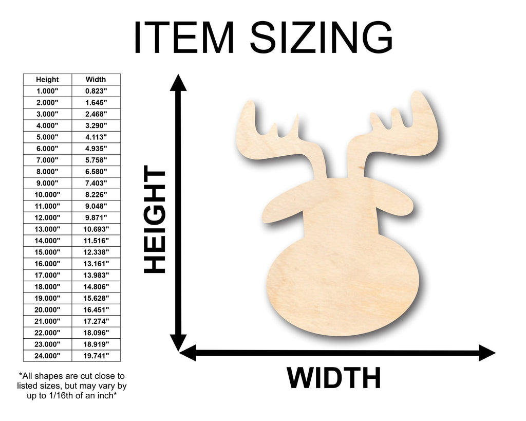 Unfinished Wood Cute Reindeer Head Shape - Craft - up to 46" DIY