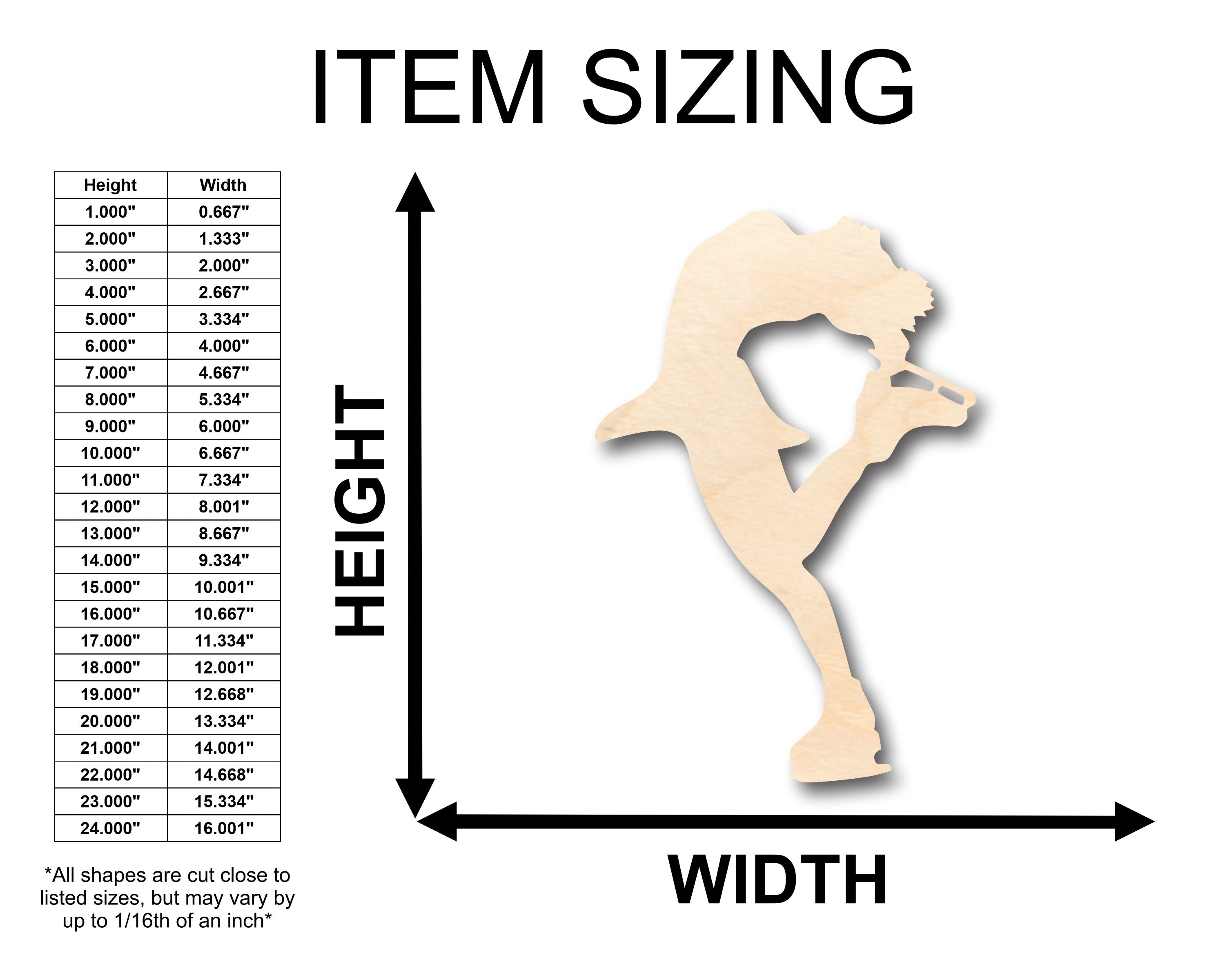 Unfinished Wood Figure Skating Shape - Craft - up to 46" DIY