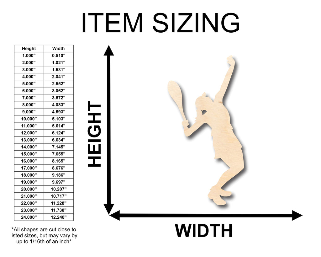 Unfinished Wood Girl Tennis Serve Shape - Craft - up to 46" DIY