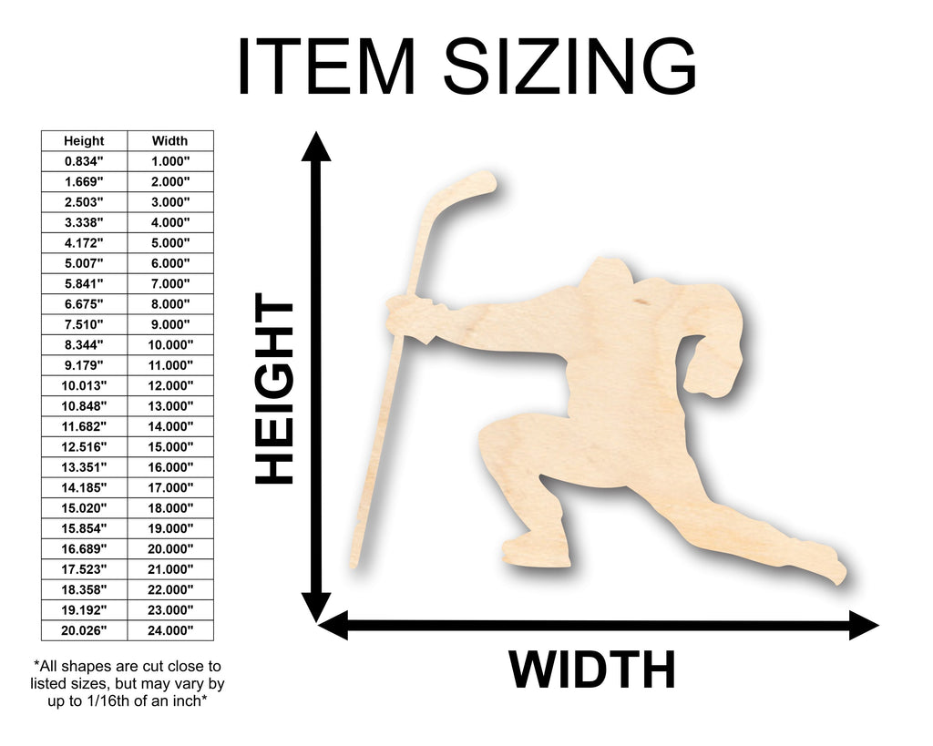 Unfinished Wood Hockey Player Shape - Craft - up to 46" DIY