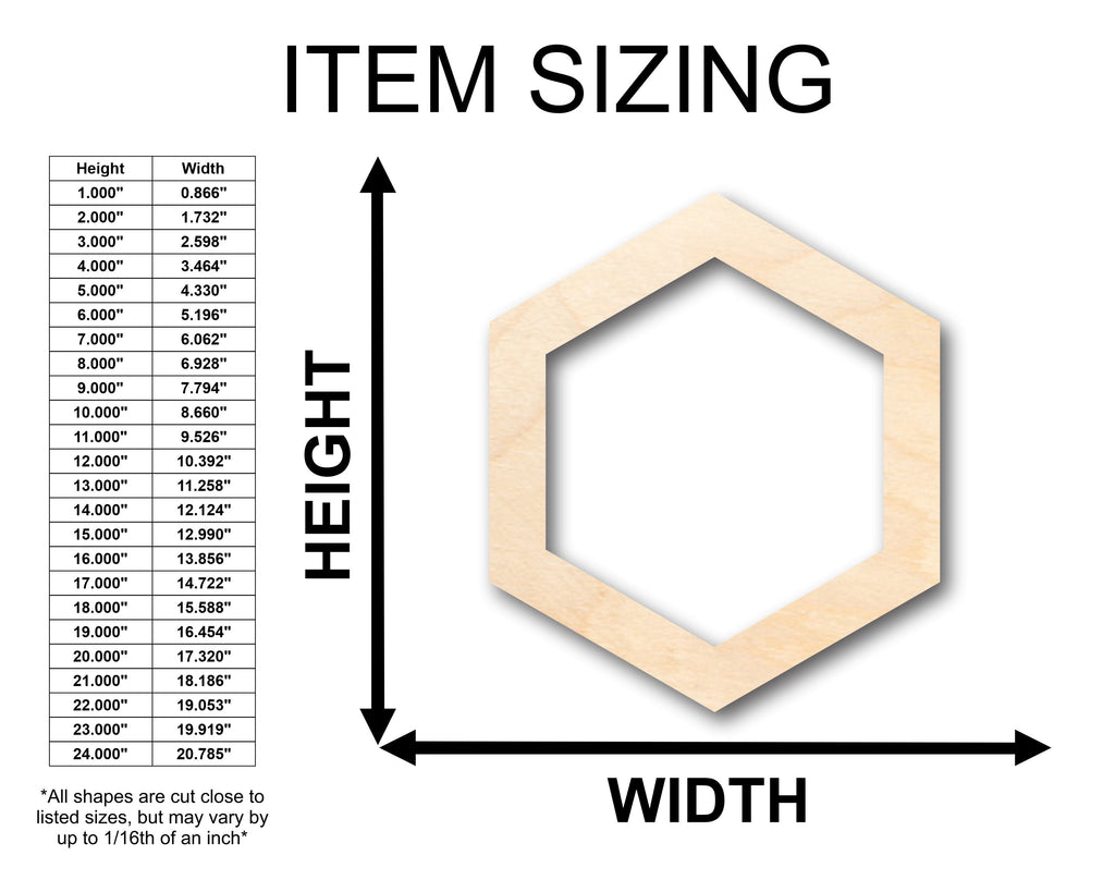 Unfinished Wood Hollow Hexagon Honeycomb Shape - Craft - up to 46" DIY