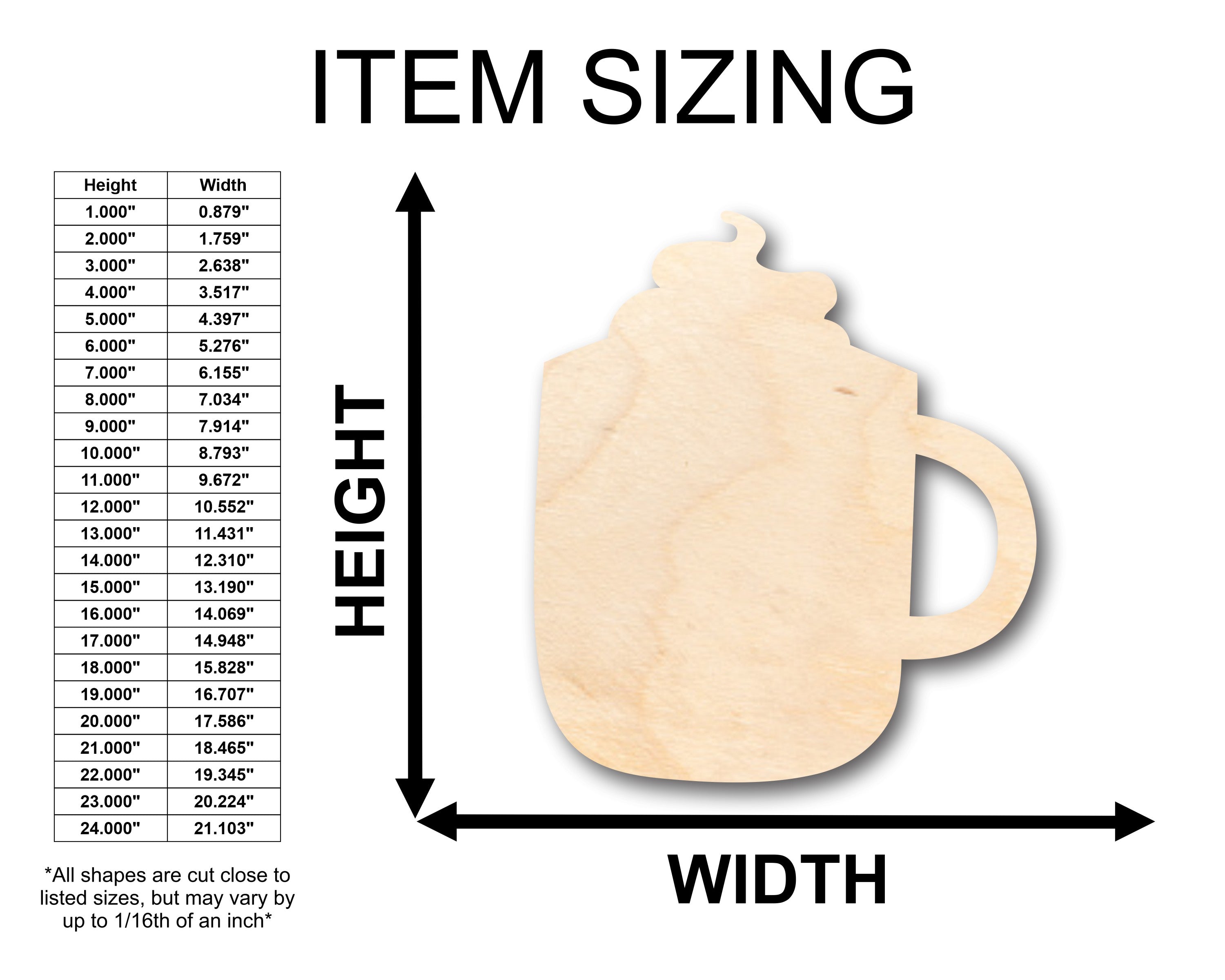 Unfinished Wood Hot Cocoa Whip Cream Shape - Craft - up to 46" DIY