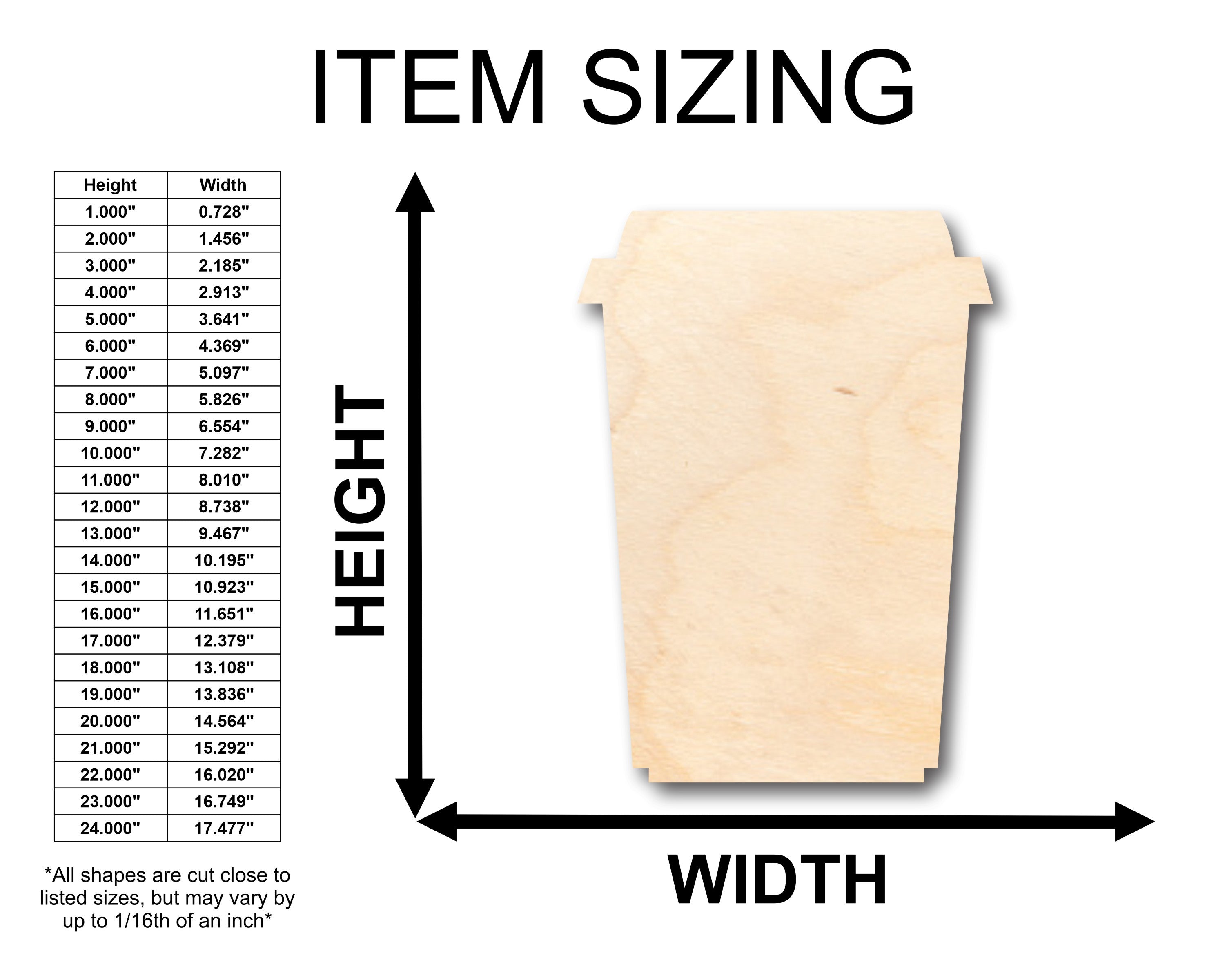 Unfinished Wood Hot Latte Shape - Craft - up to 46" DIY