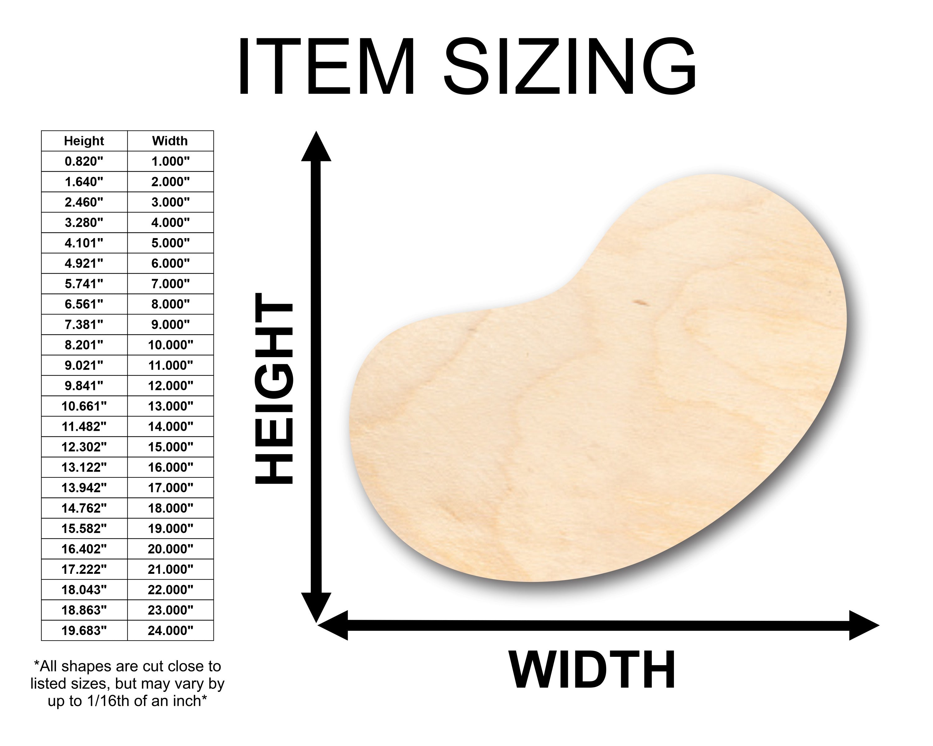 Unfinished Wood Jellybean Shape - Craft - up to 46" DIY
