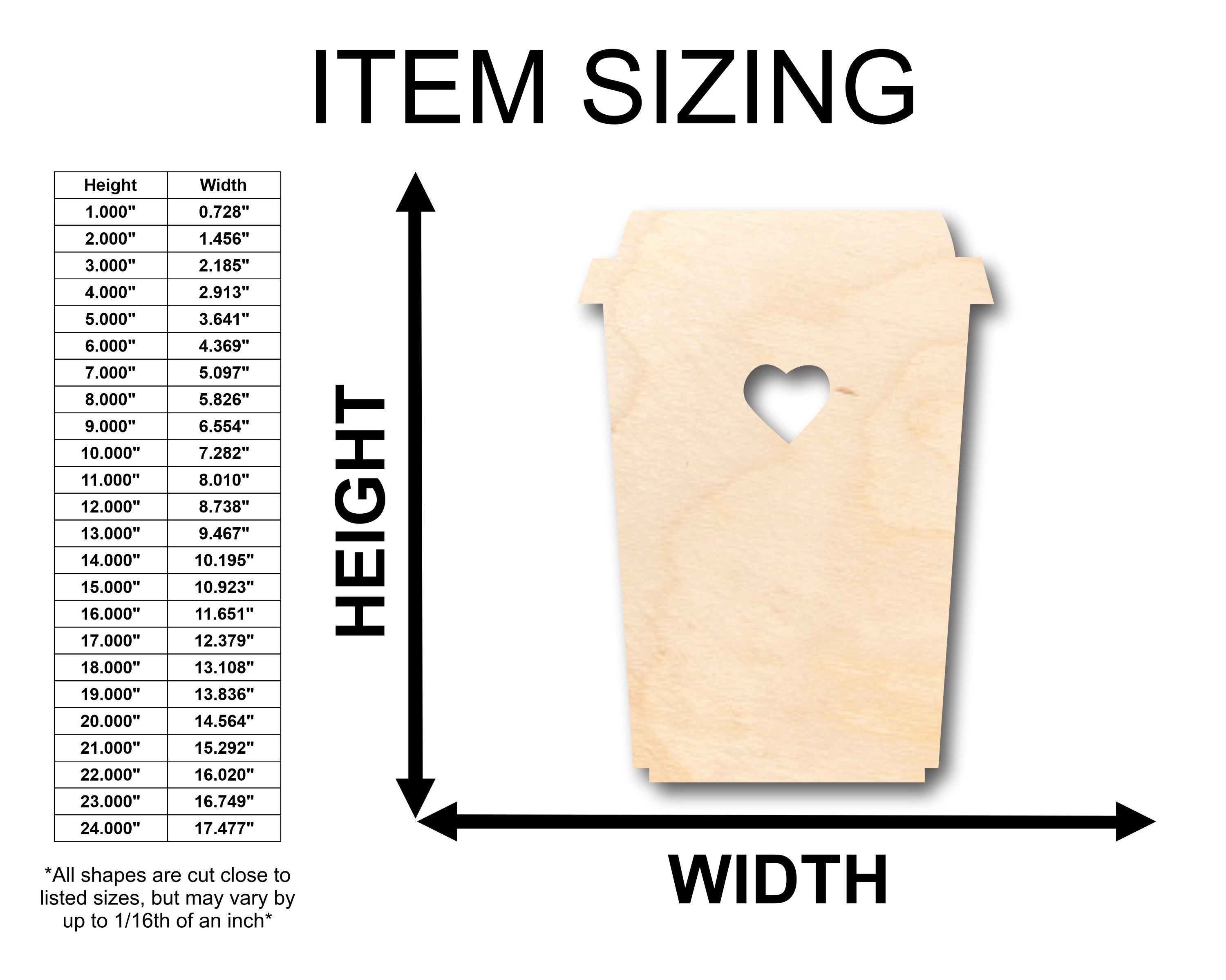 Unfinished Wood Latte Shape - Craft - up to 46" DIY