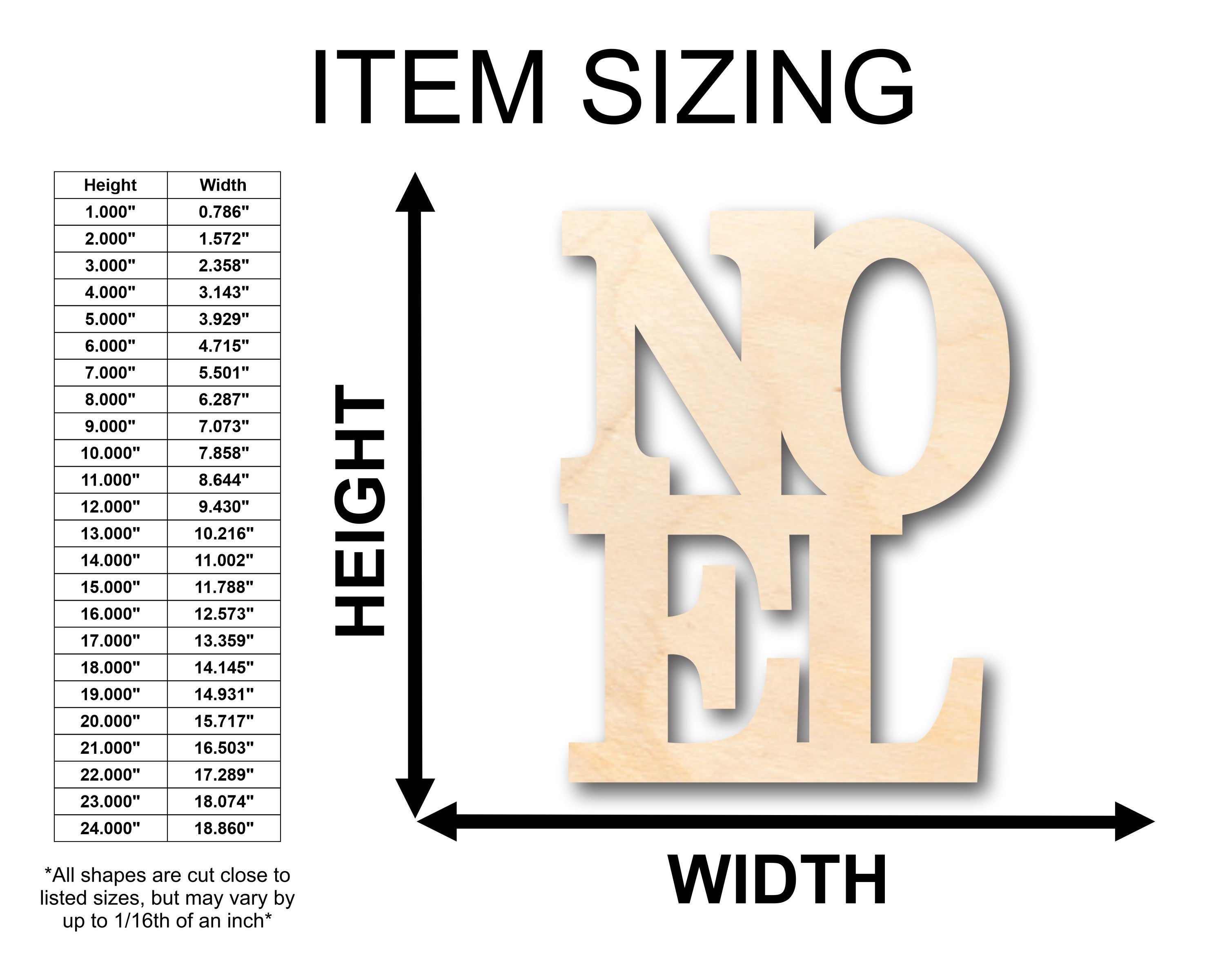 Unfinished Wood Noel Shape - Craft - up to 46" DIY