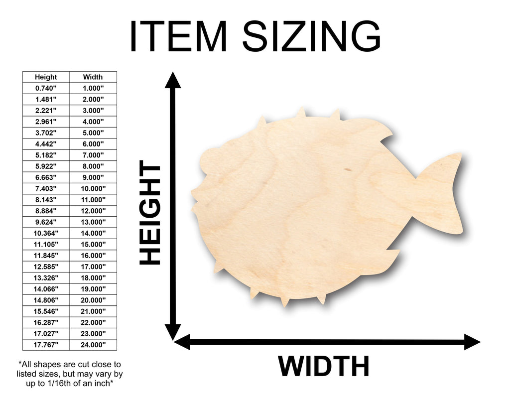 Unfinished Wood Puffer Fish Shape - Craft - up to 46" DIY
