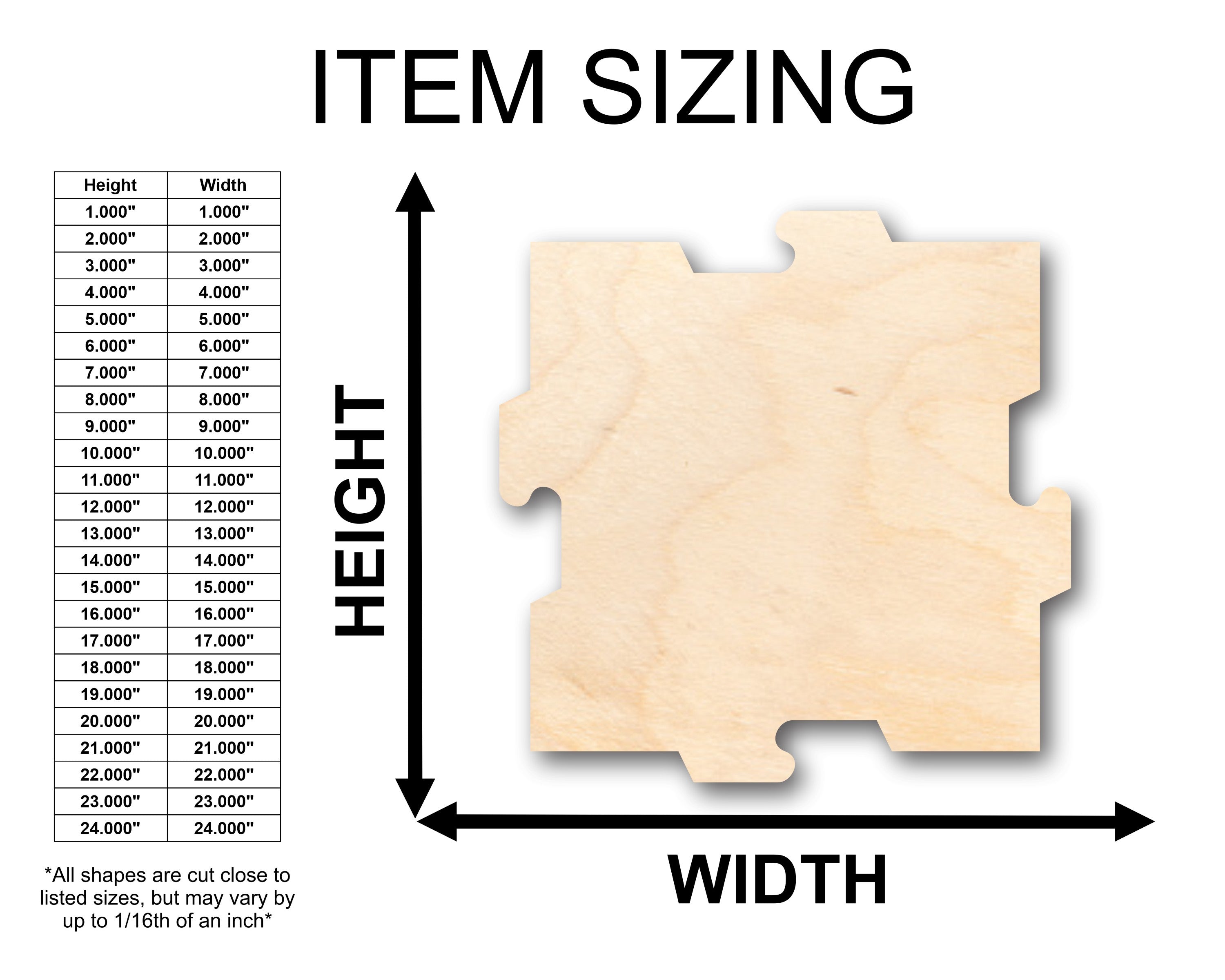 Unfinished Wood Puzzle Piece Interlocking Shape - Craft - up to 46" DIY