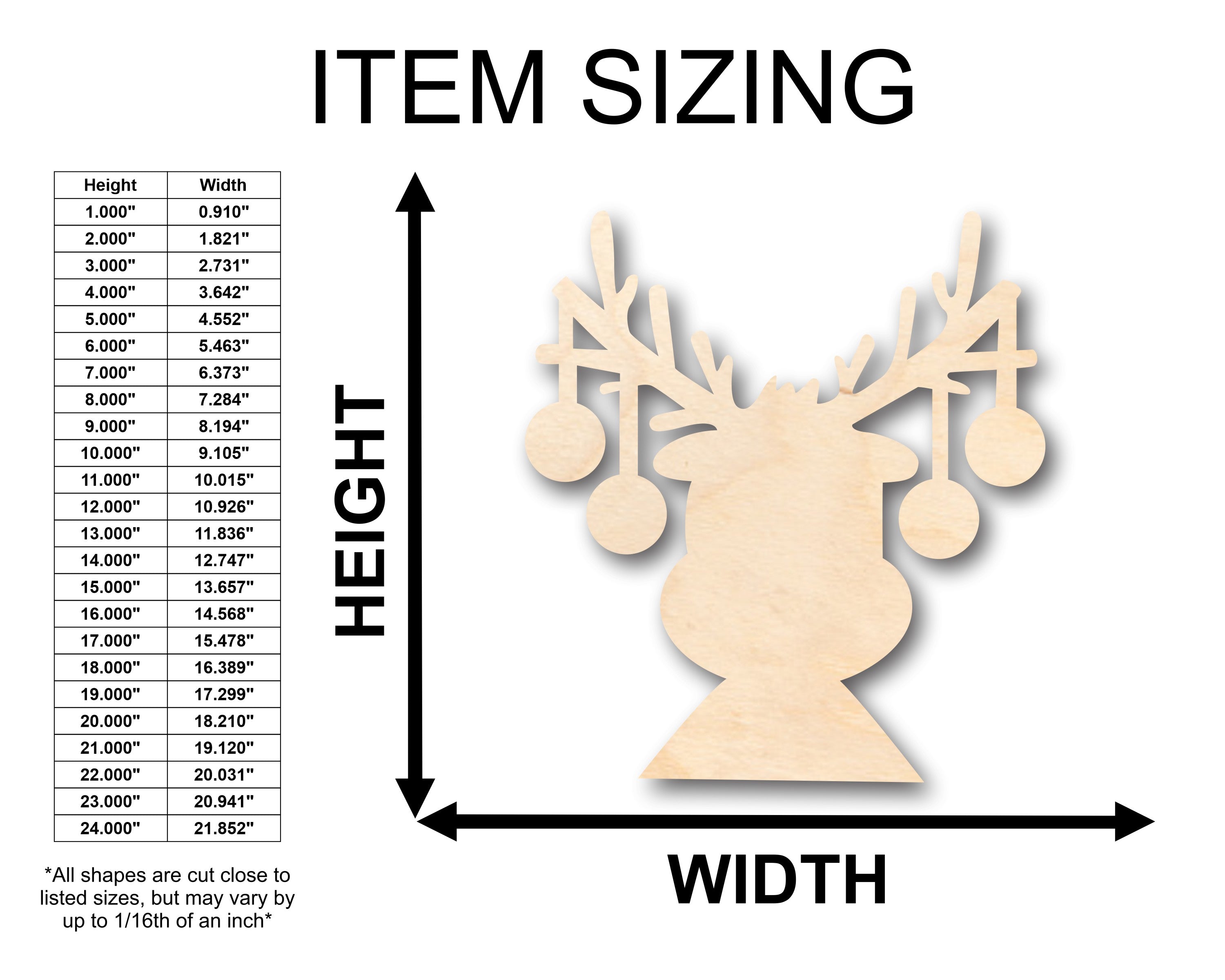 Unfinished Wood Reindeer Antler Ornaments Shape - Craft - up to 46" DIY