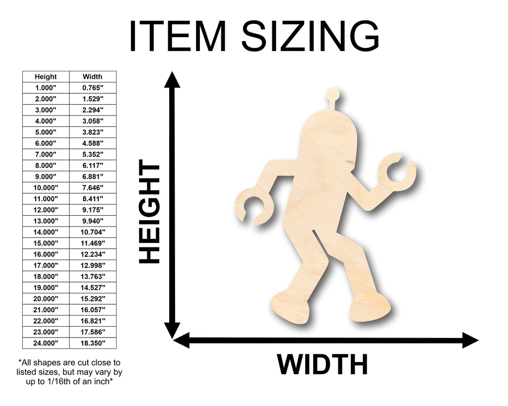 Unfinished Wood Robot Shape - Craft - up to 46" DIY
