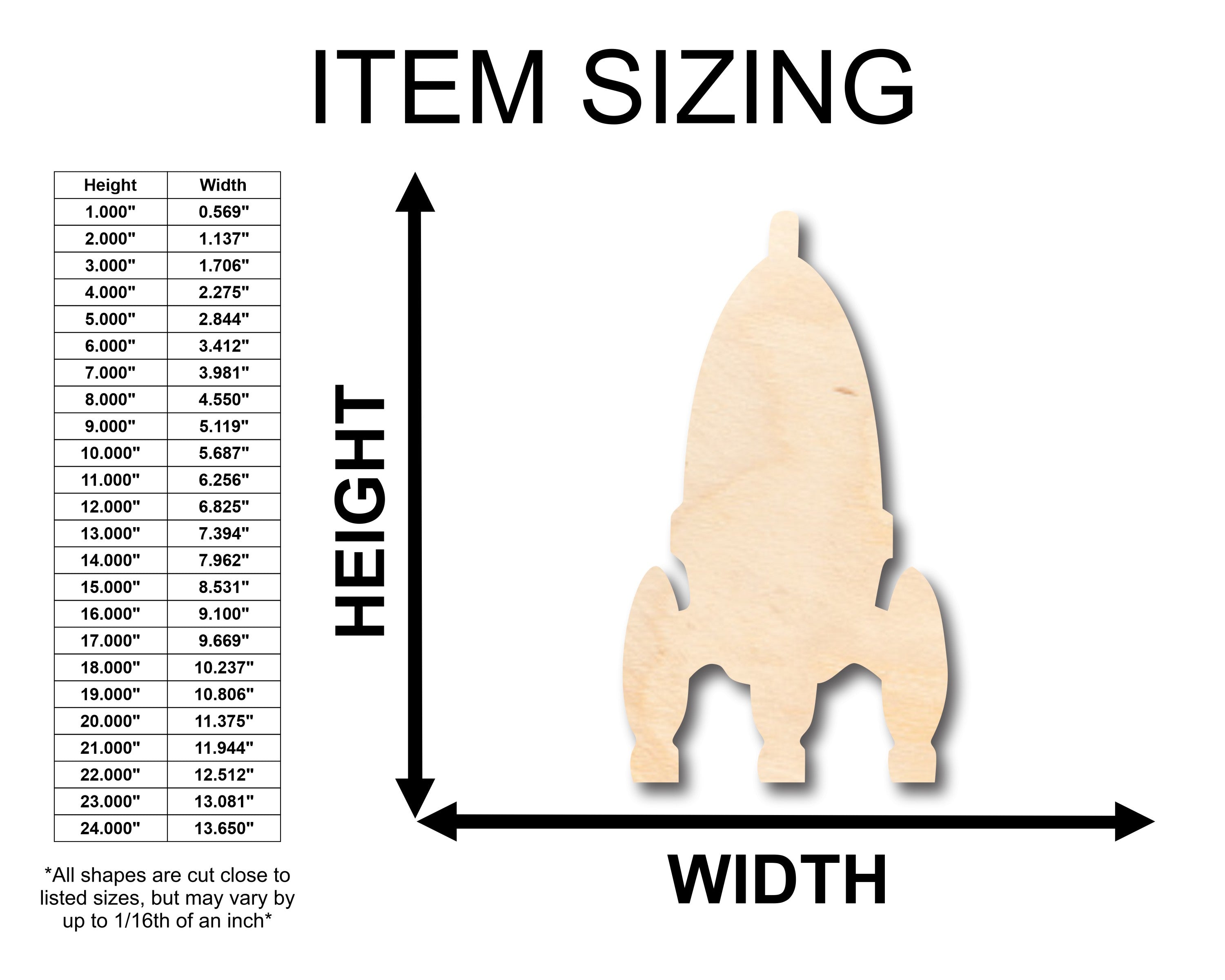 Unfinished Wood Rocket Shape - Craft - up to 46" DIY