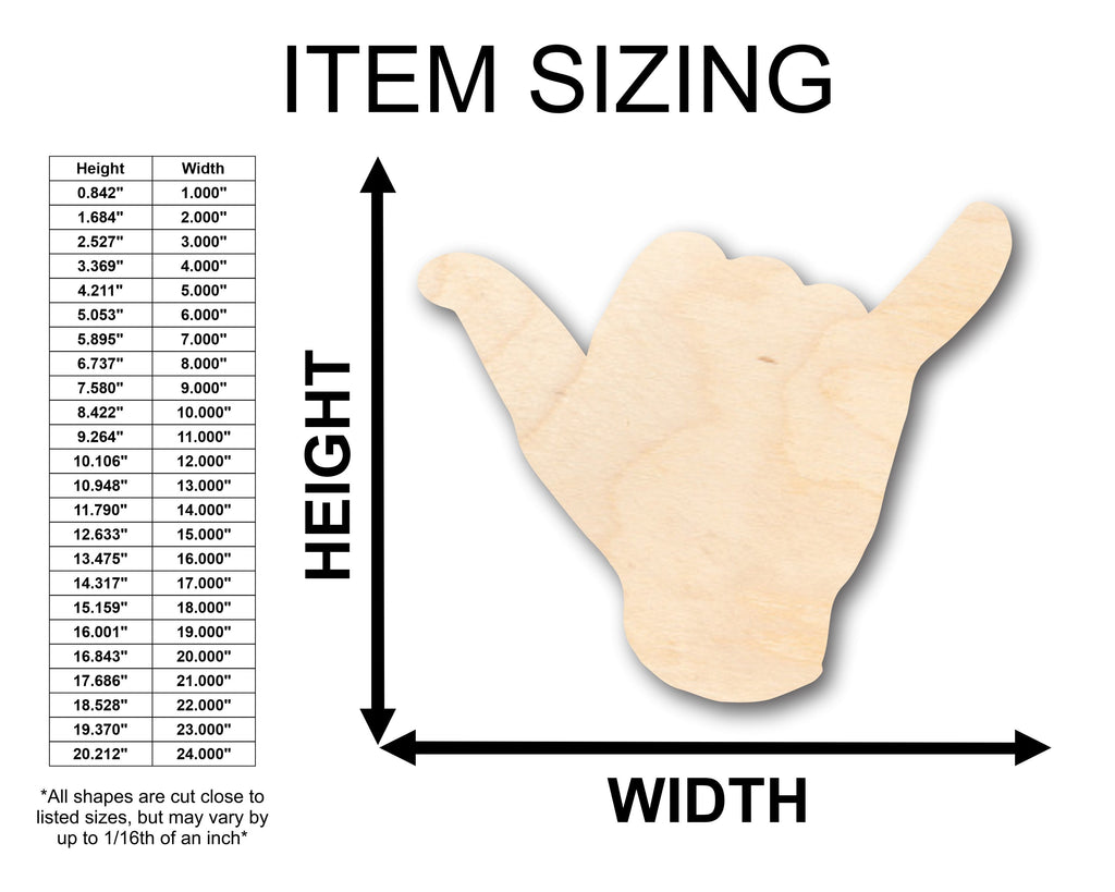 Unfinished Wood Shaka Shape - Craft - up to 46" DIY