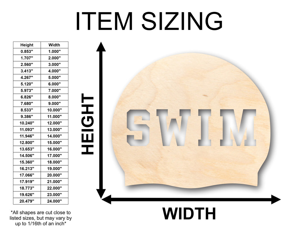 Unfinished Wood Swim Cap Shape - Craft - up to 46" DIY